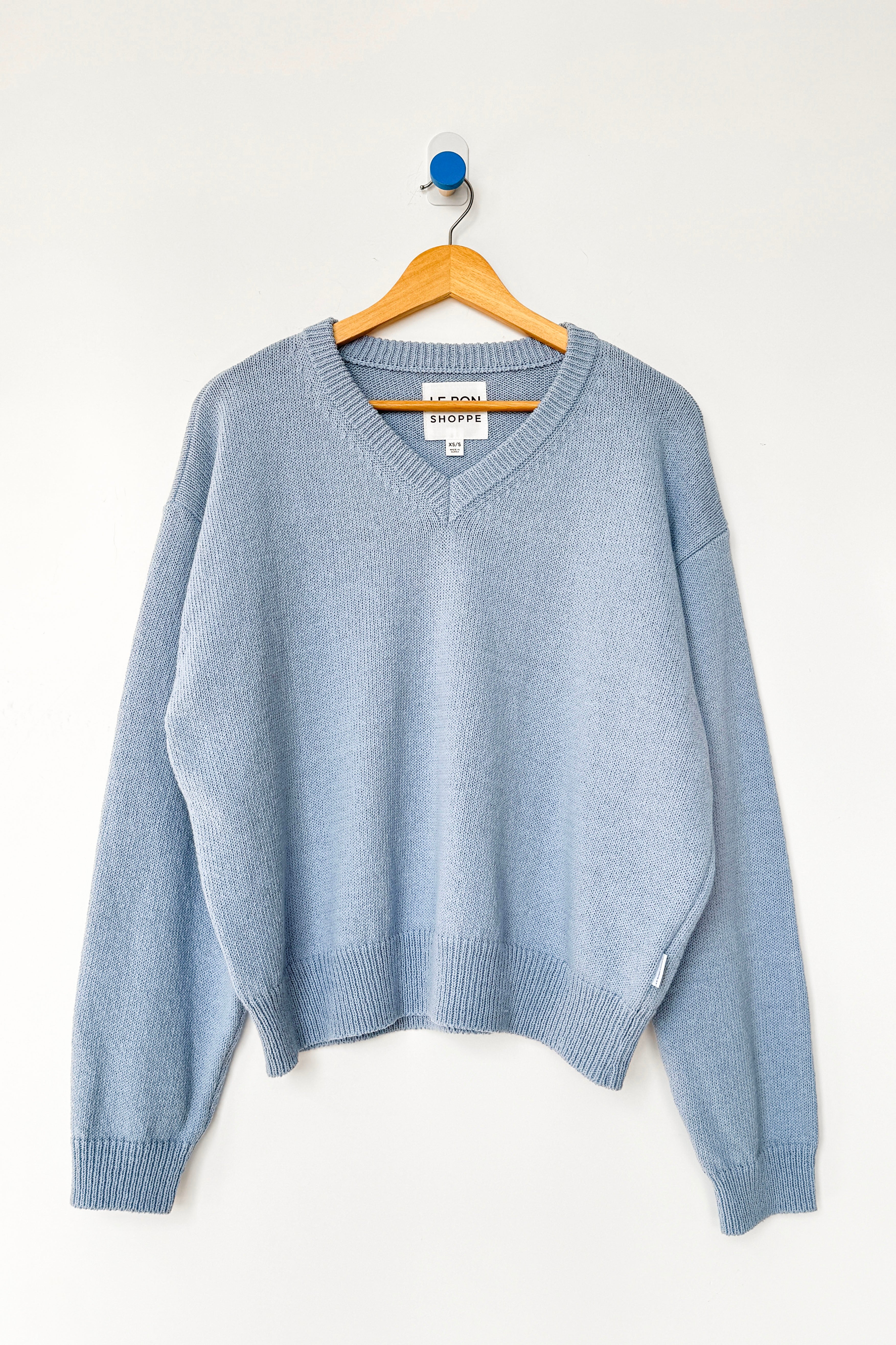 Abby Cotton V-Neck Sweater - Cornflower