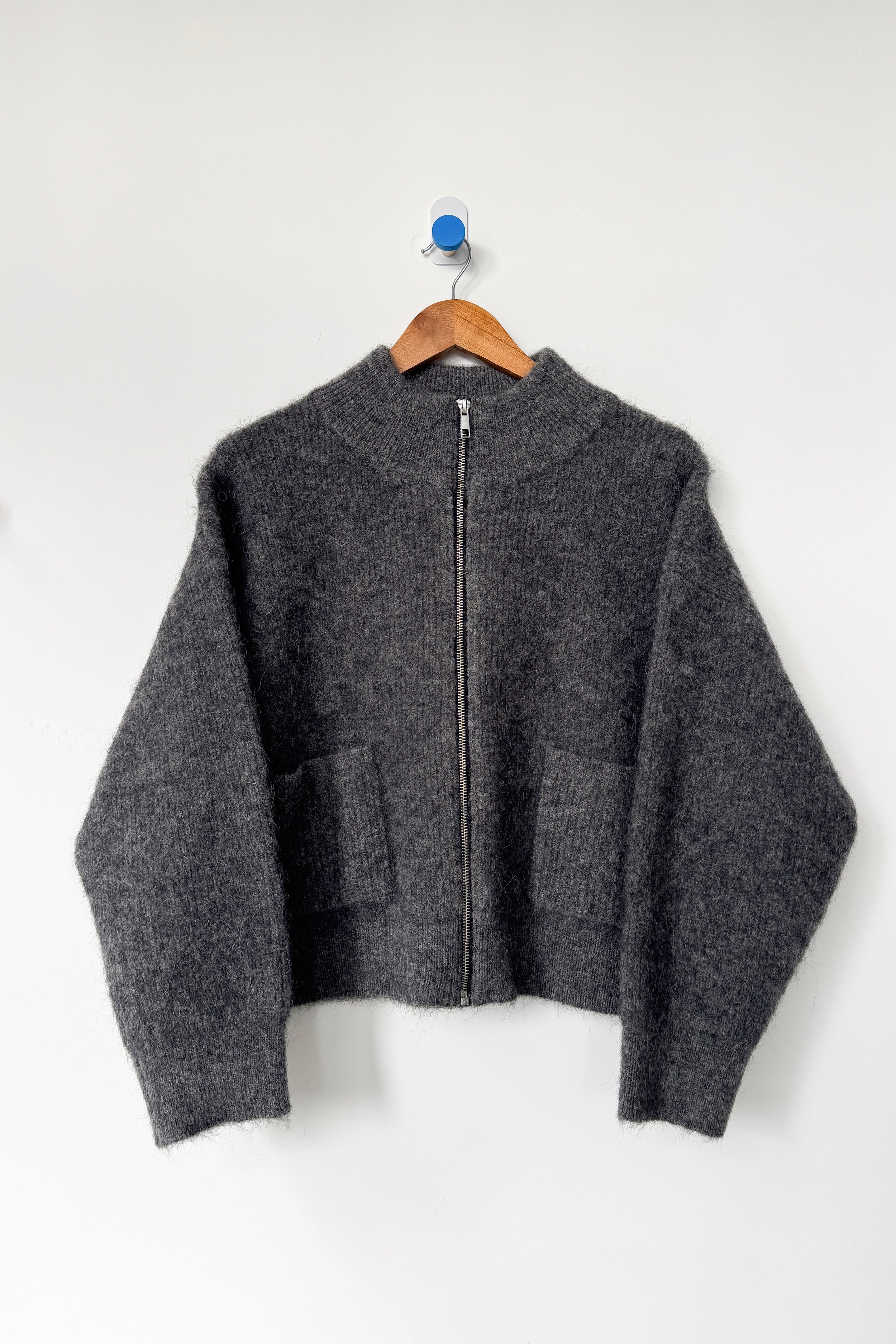 Alpaca Zip Front Jacket- Charcoal