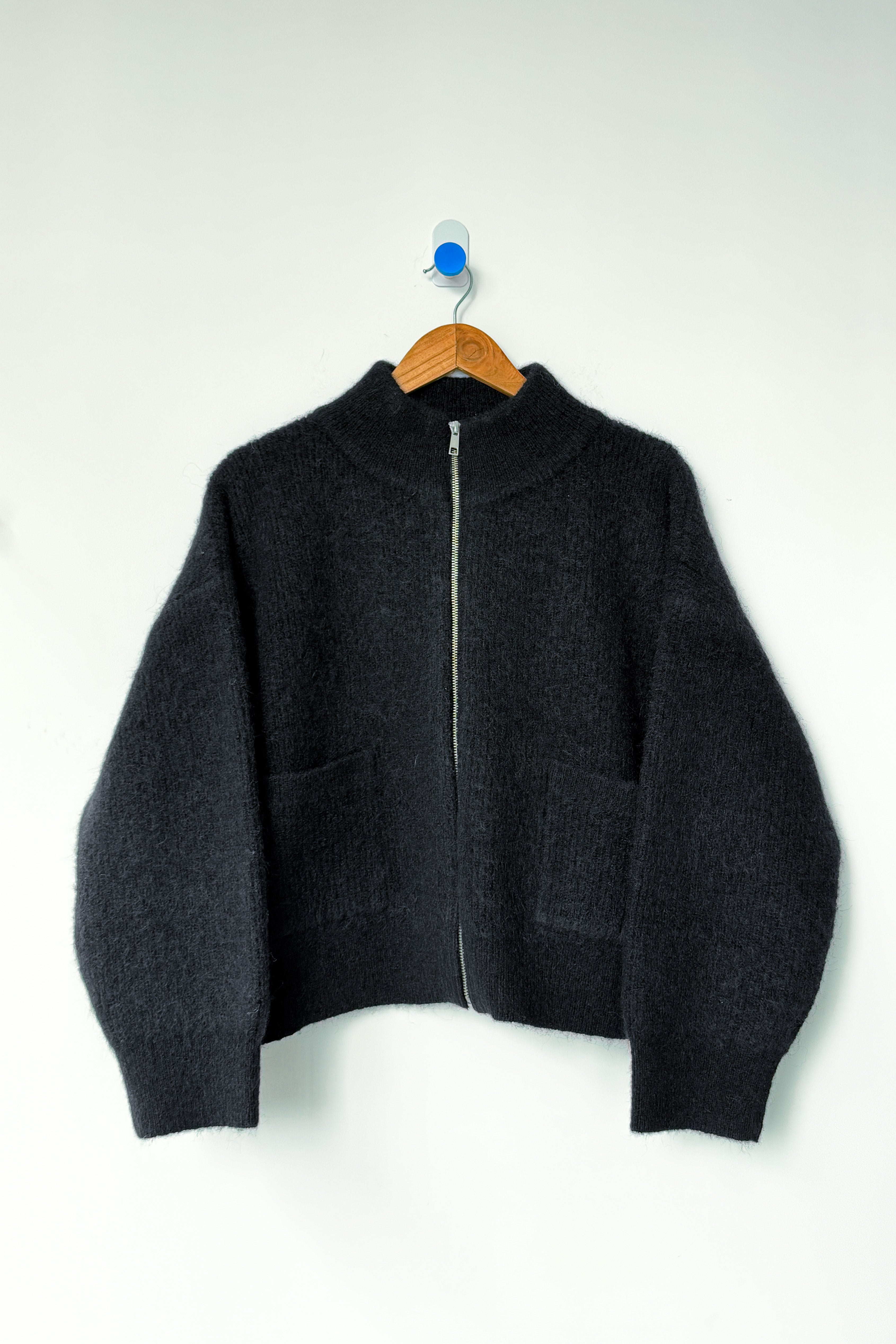 Alpaca Zip Front Jacket- Black