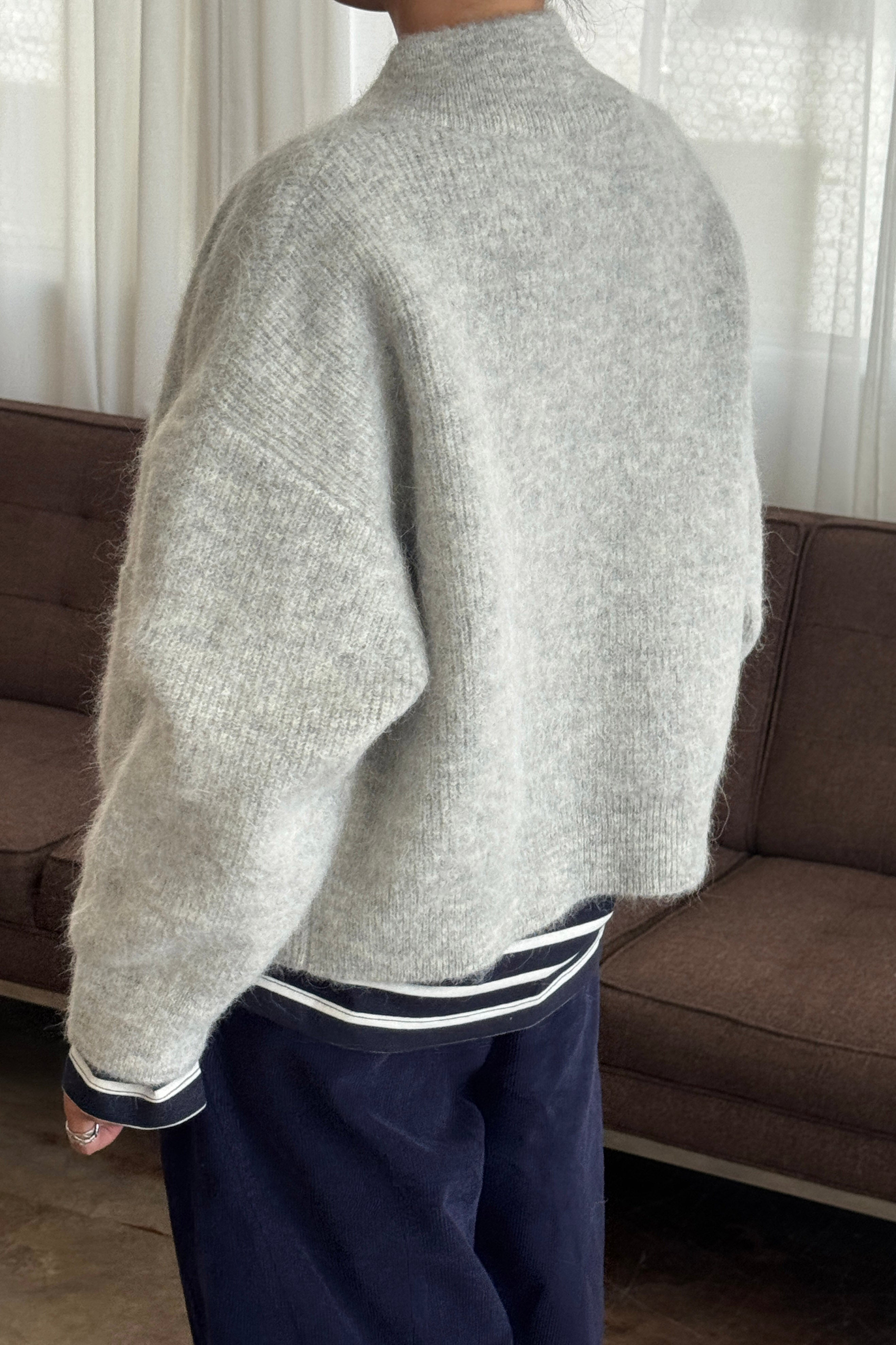 Alpaca Zip Front Jacket- Light Grey