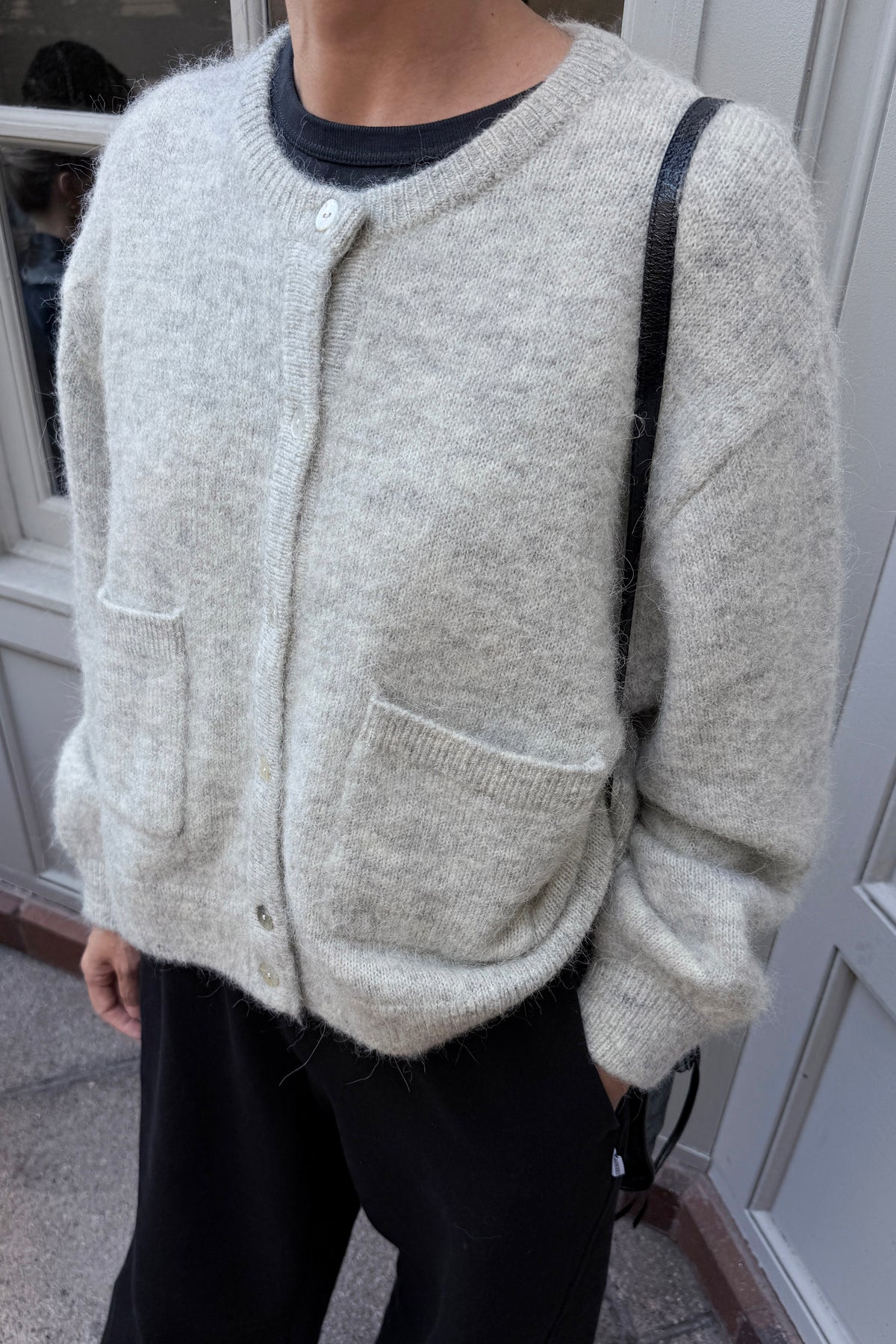 Amélie Alpaca Cardigan - Light Grey