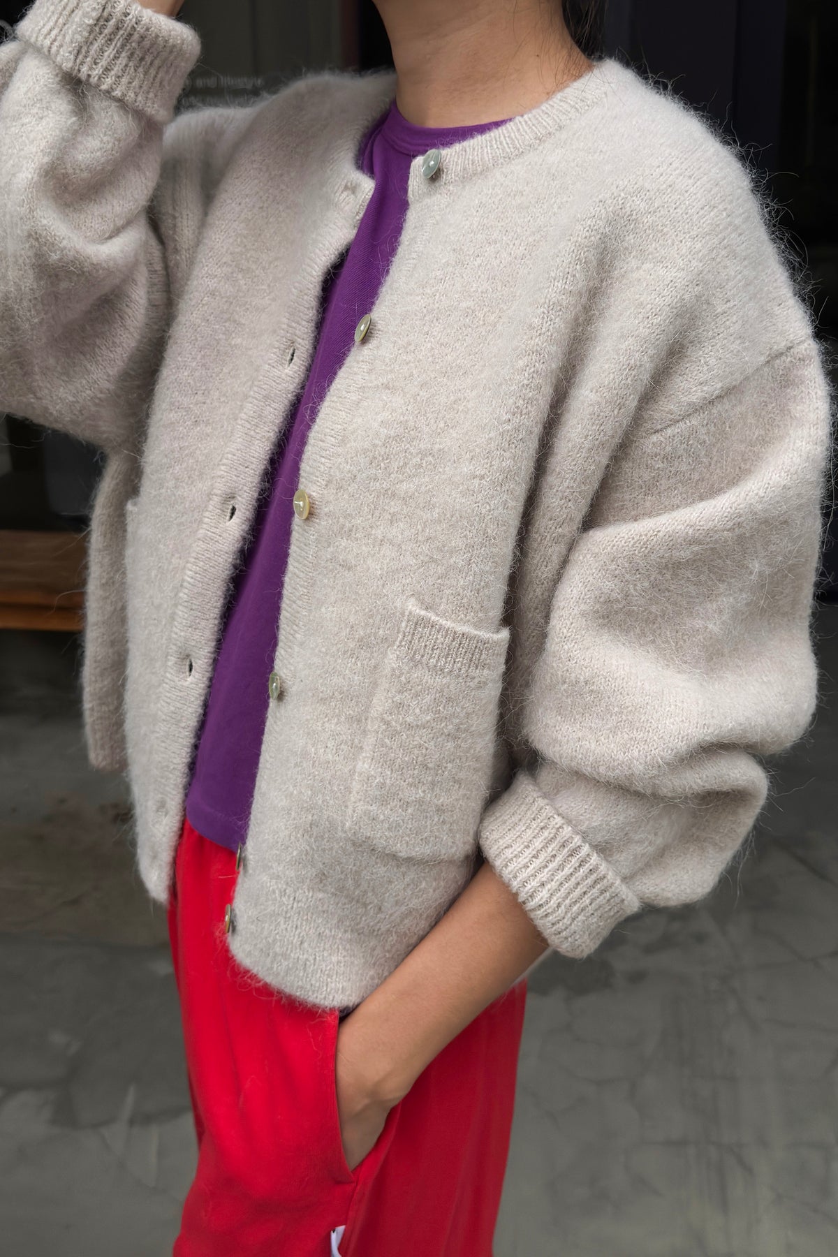 Amélie Alpaca Cardigan - Smoke