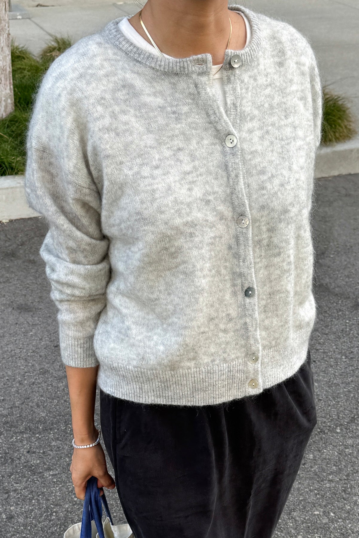 Ayla Mohair Cardigan - Ht. Grey
