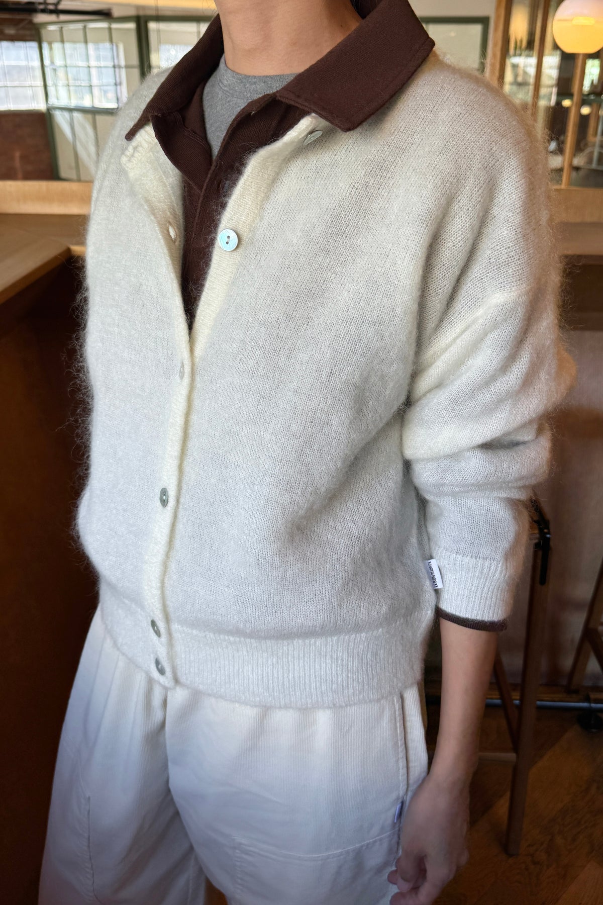 Ayla Mohair Cardigan - Pearl