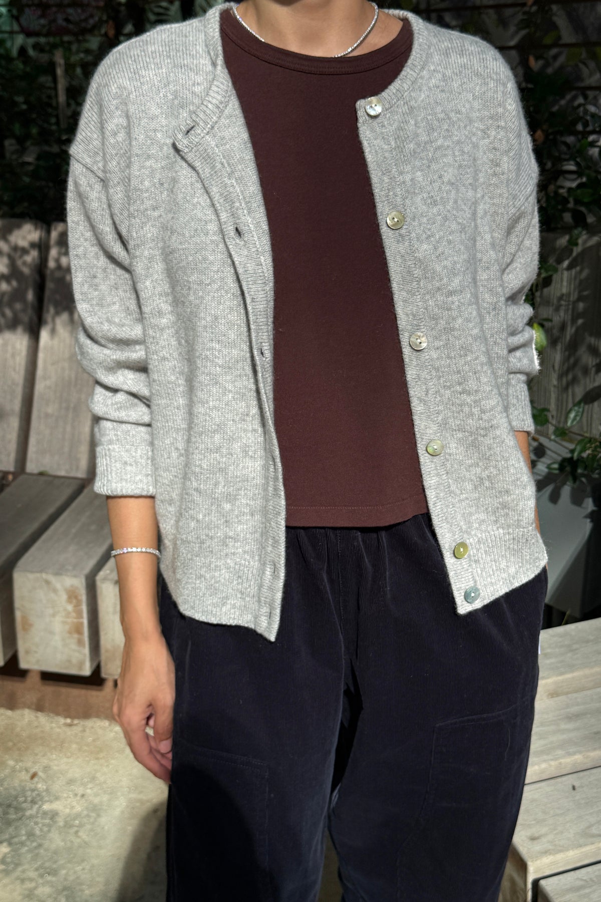 Bailey Cashmere Blend Cardigan - Icy Grey
