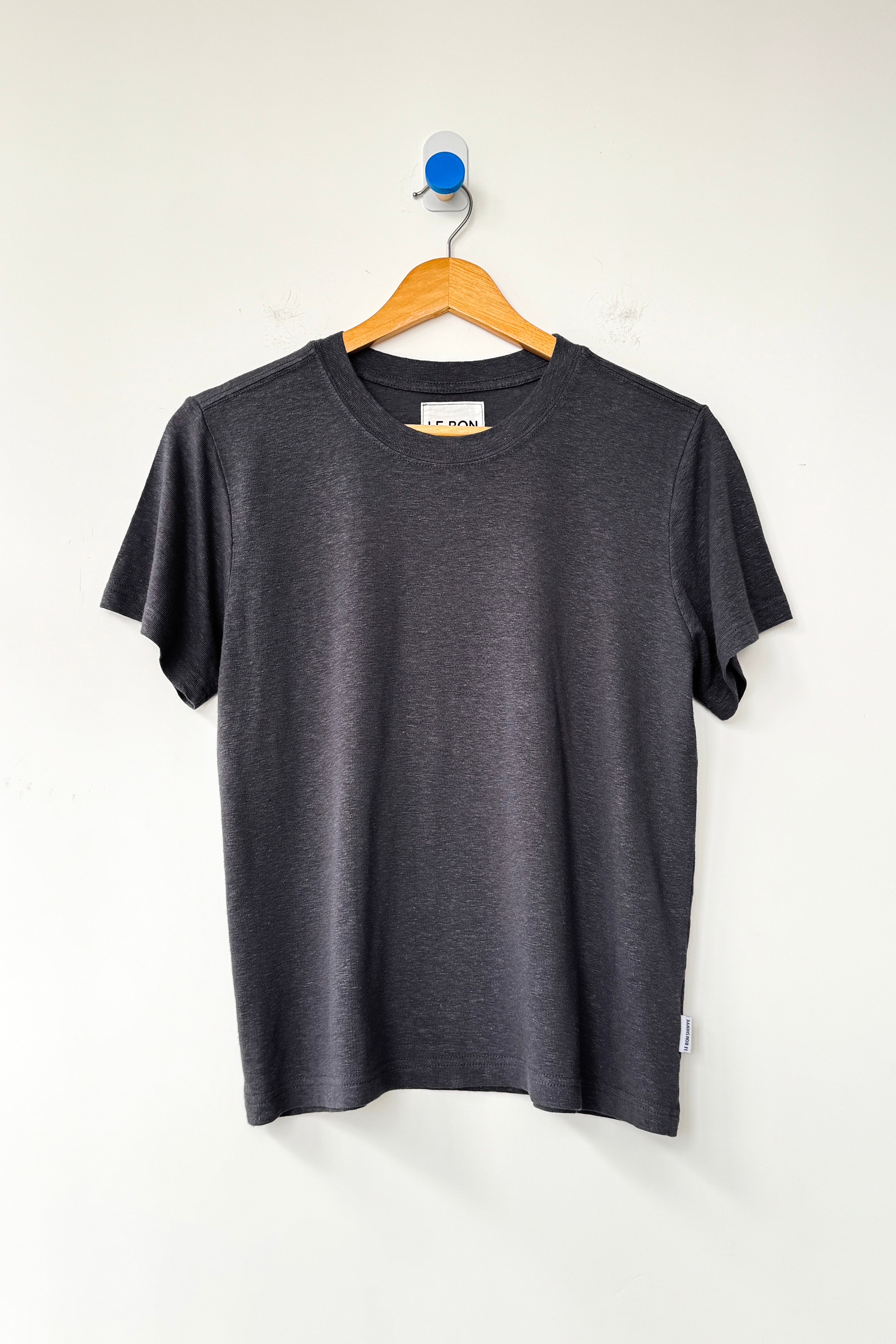 Bo Linen Blend Tee - Charcoal