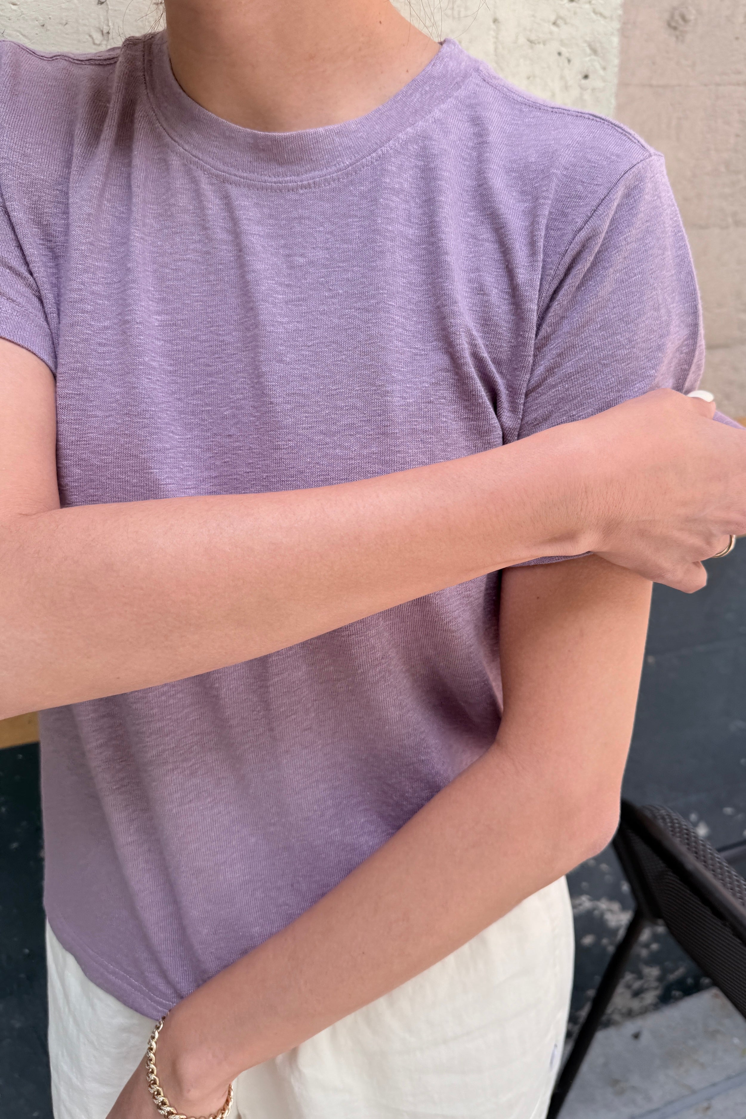Bo Linen Blend Tee - Lavender