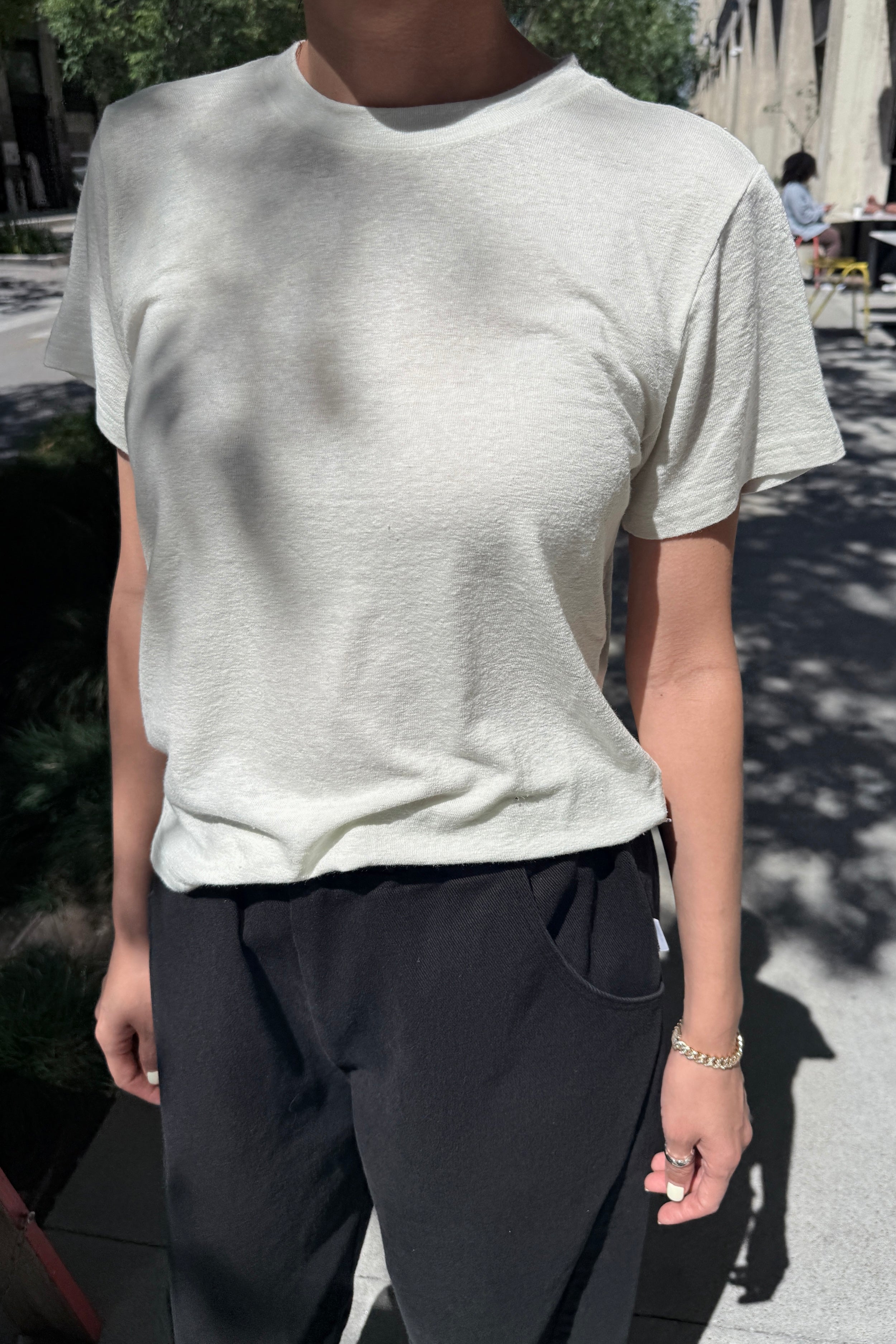 Bo Linen Blend Tee - Salt