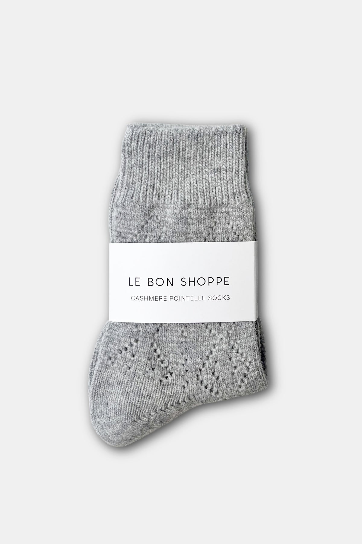 Cashmere Blend Pointelle Socks - Grey