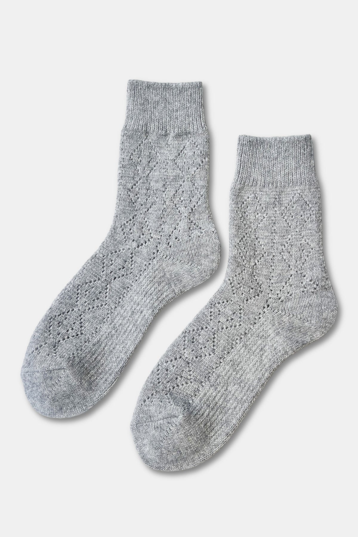 Cashmere Blend Pointelle Socks - Grey