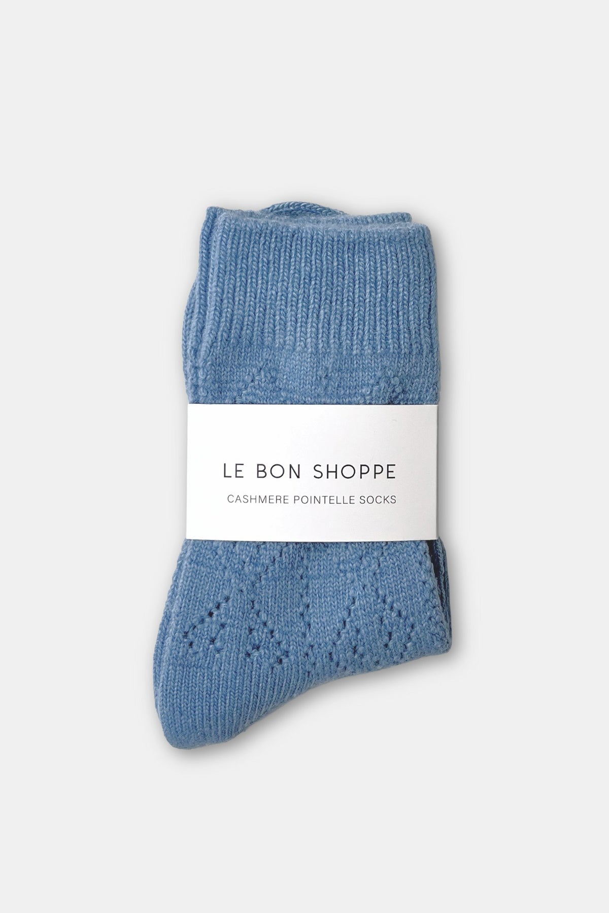 Cashmere Blend Pointelle Socks - Sky Blue