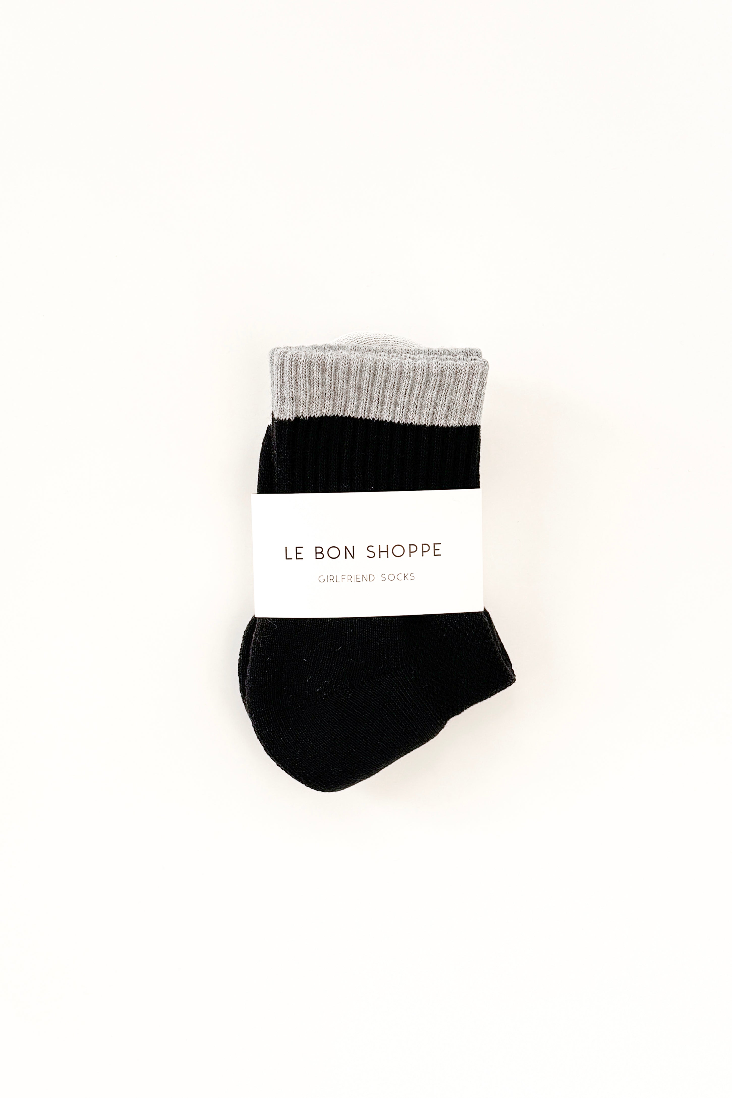 Color Block Girlfriend Socks - Black Grey