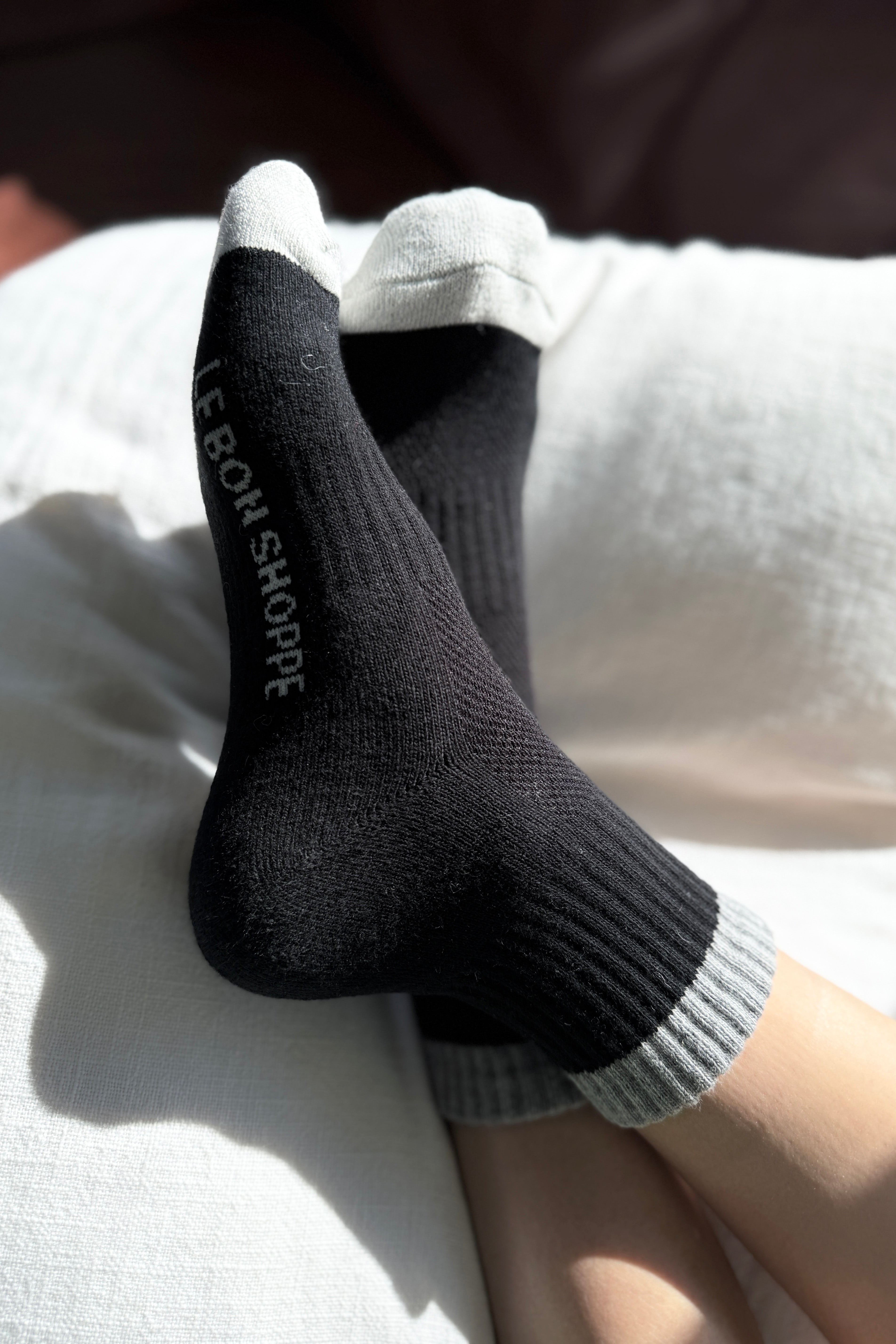 Color Block Girlfriend Socks - Black Grey