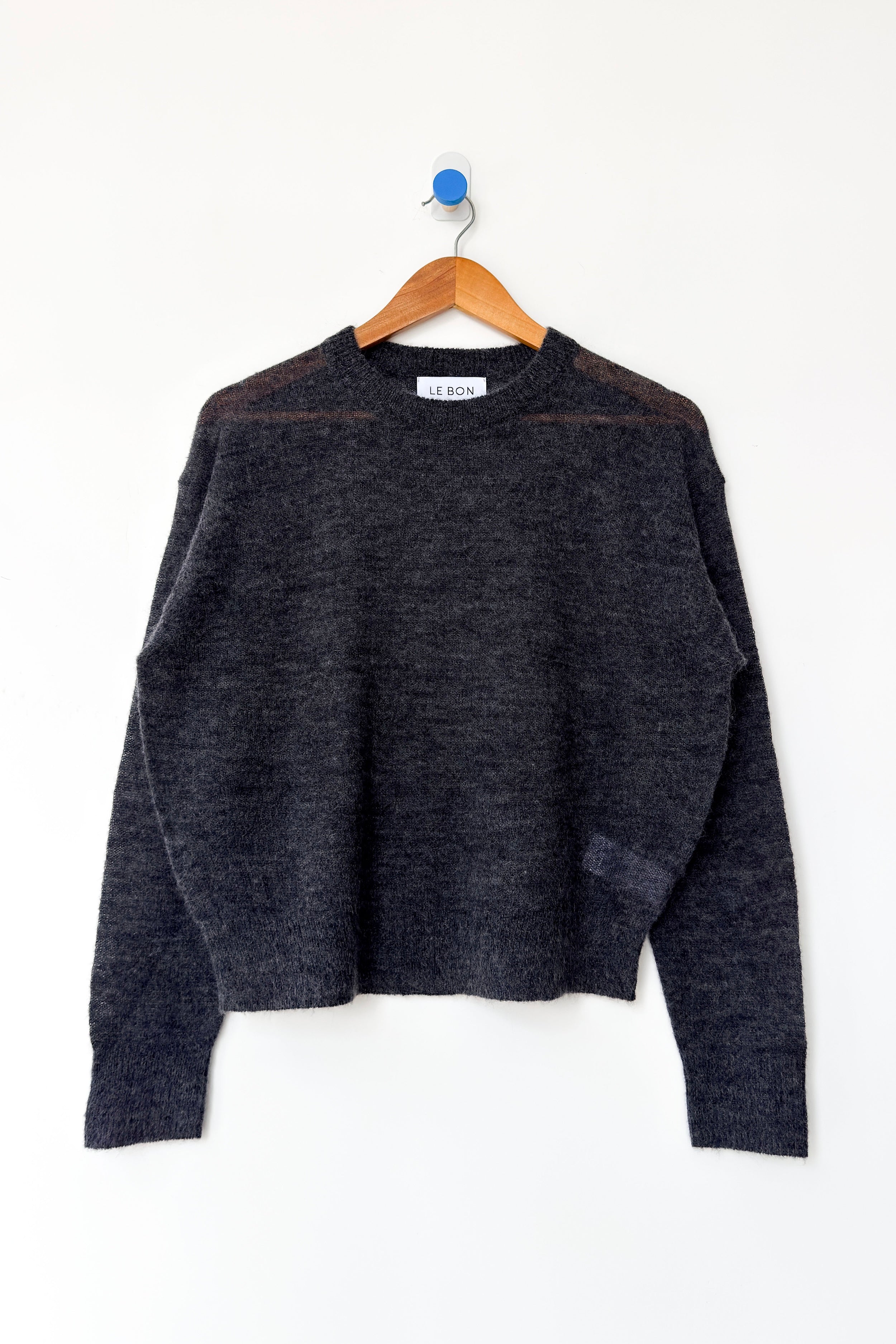 Cecile Crew Neck Mohair Sweater - Charcoal
