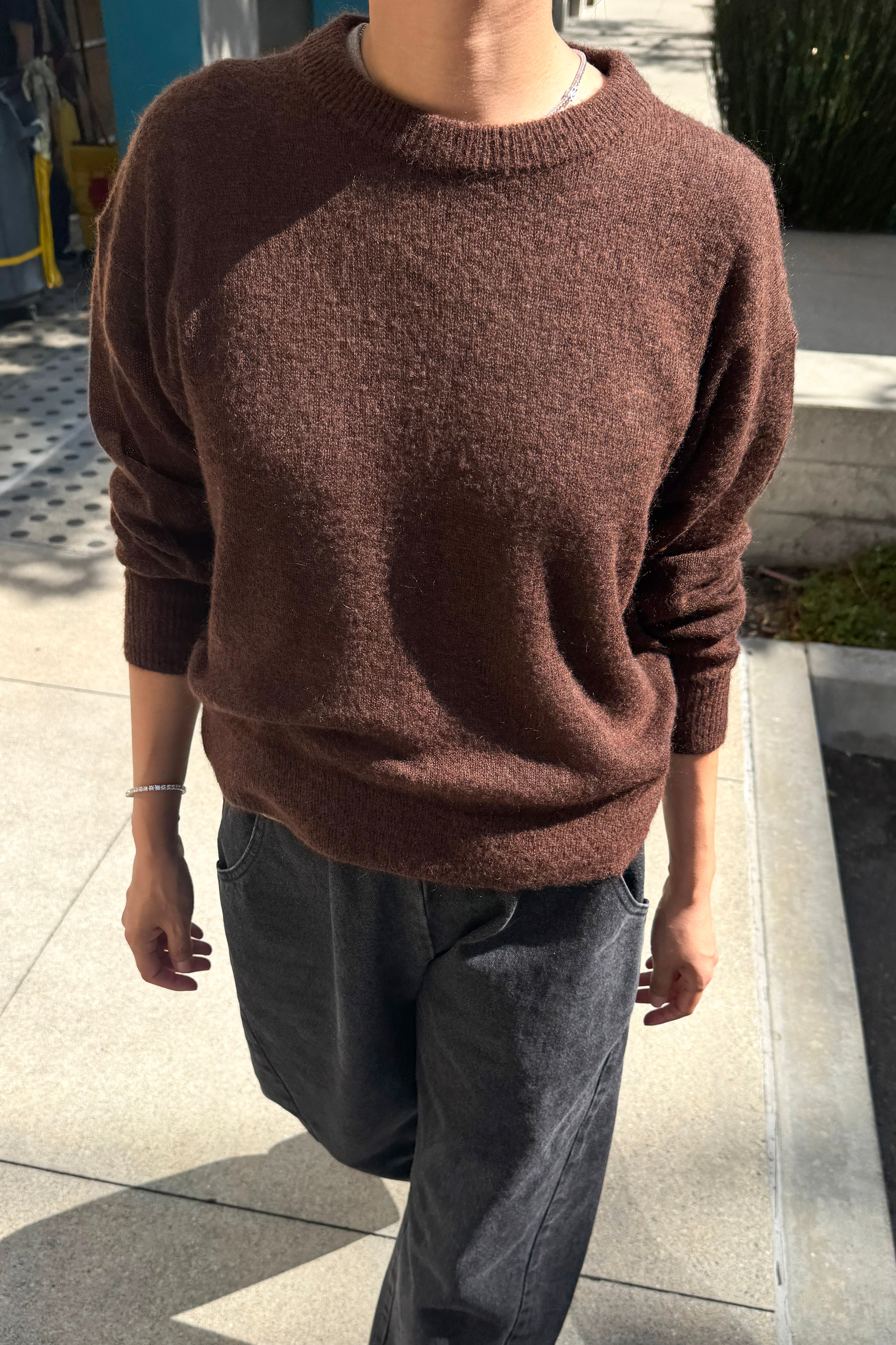 Cecile Crew Neck Mohair Sweater - Espresso