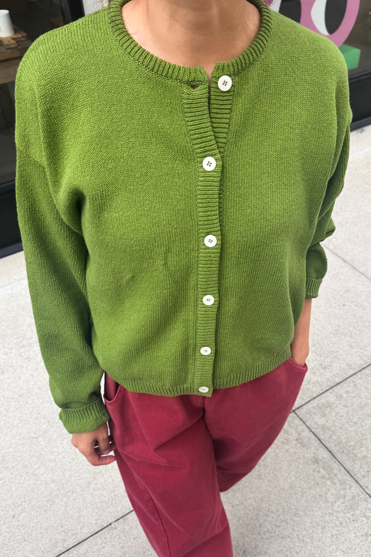 Cotton Leila Cardigan - Avocado