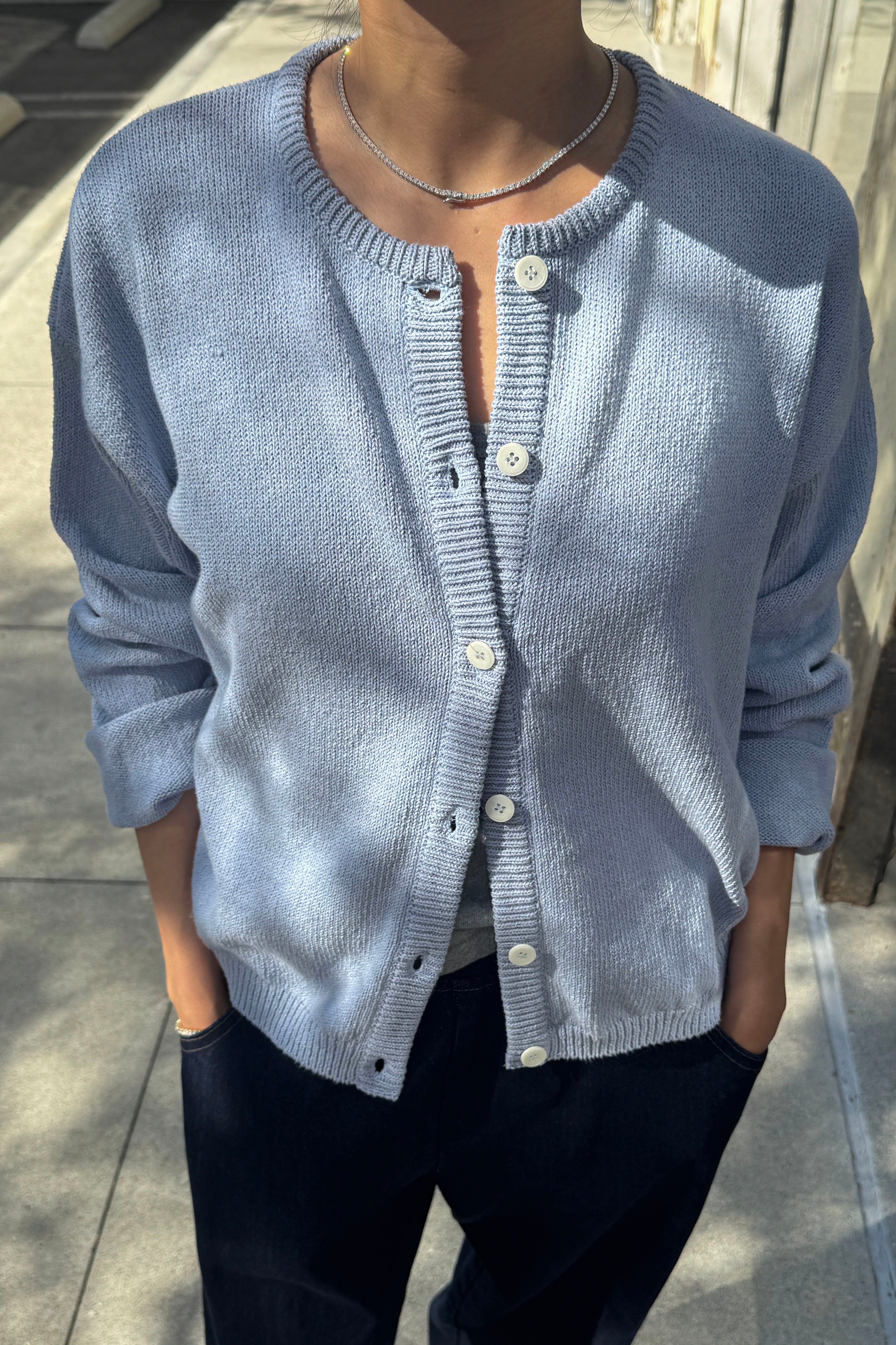 Cotton Leila Cardigan - Cornflower