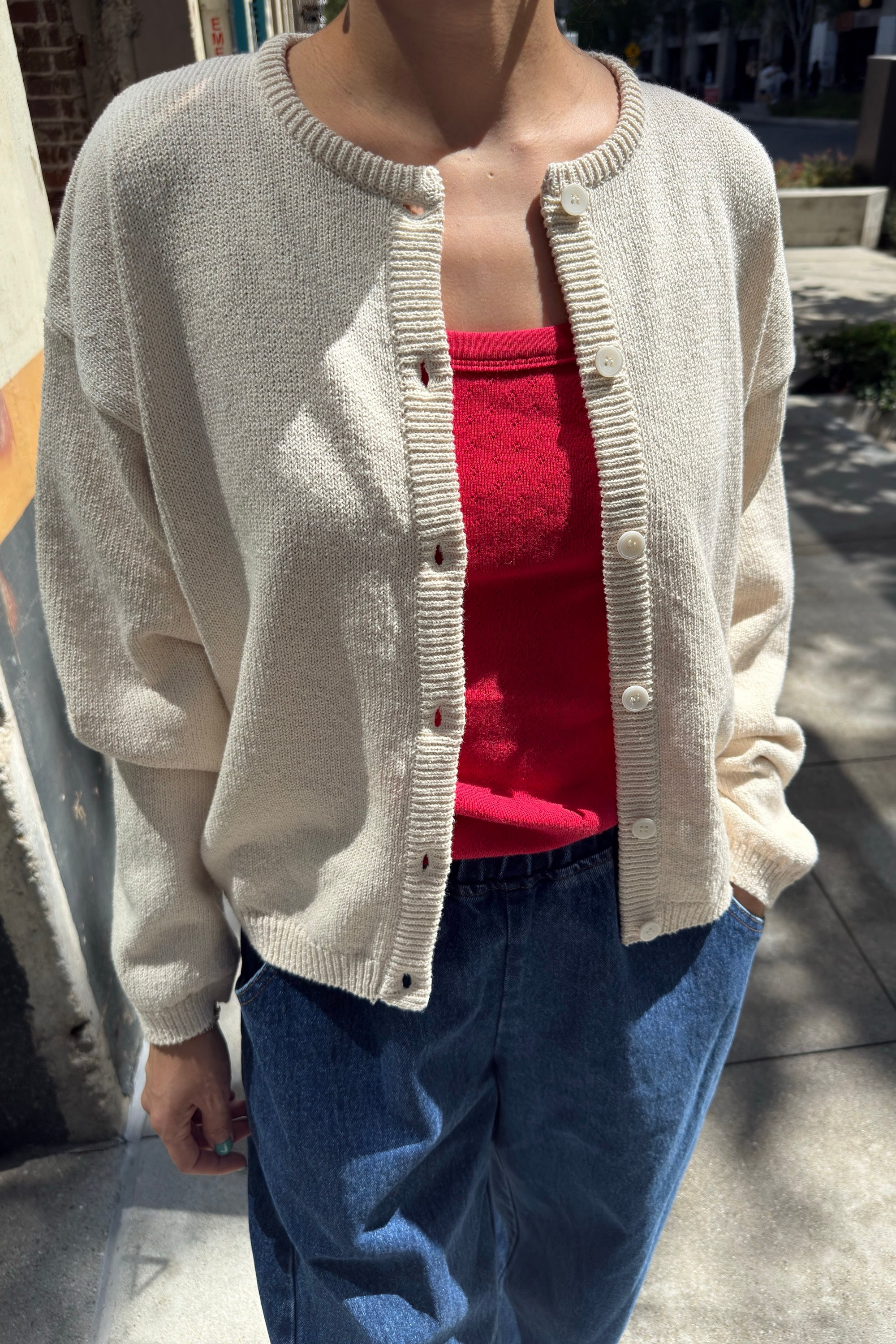 Cotton Leila Cardigan - Naturel