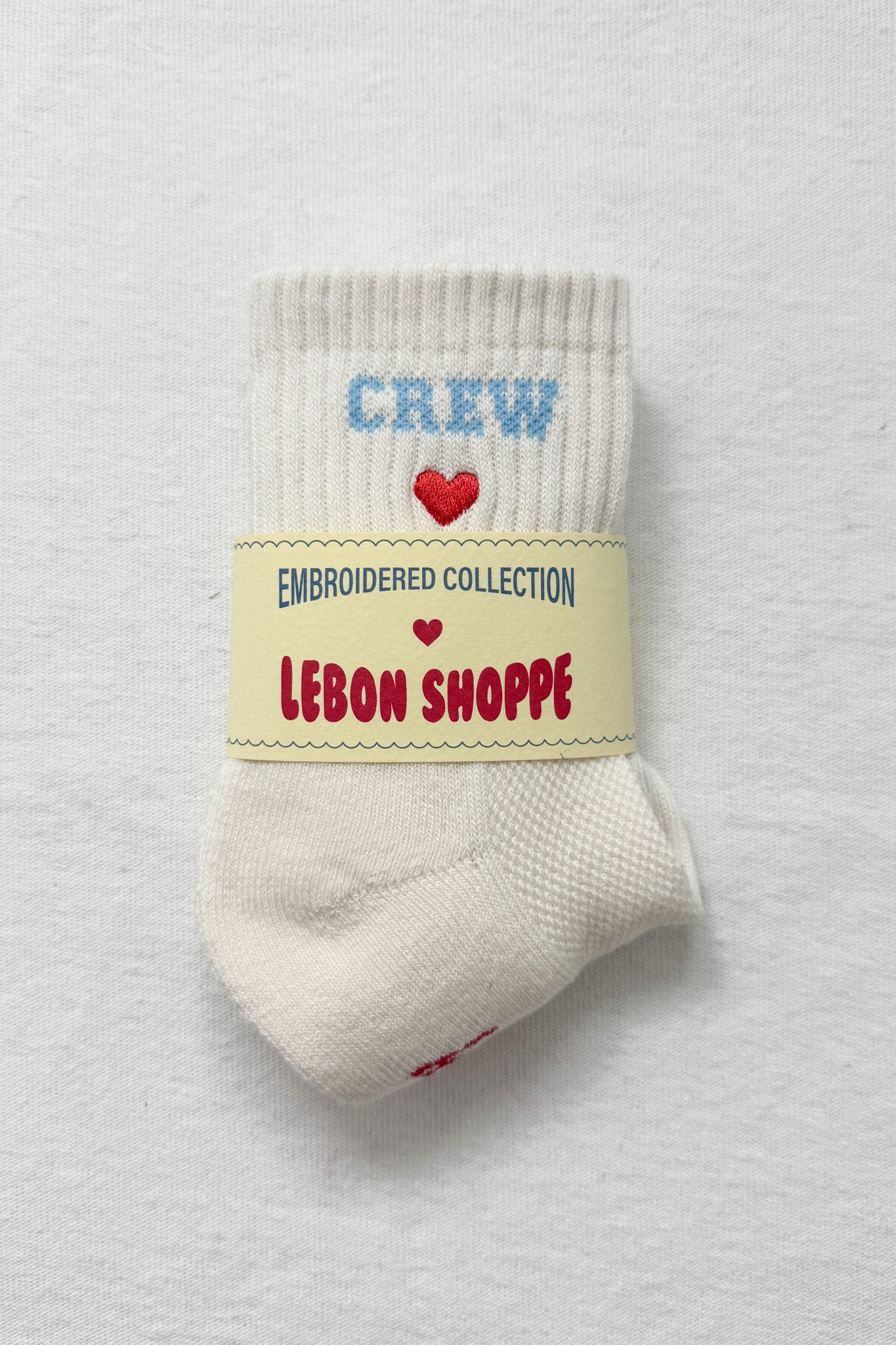 Embroidered Crew Socks - Vanilla