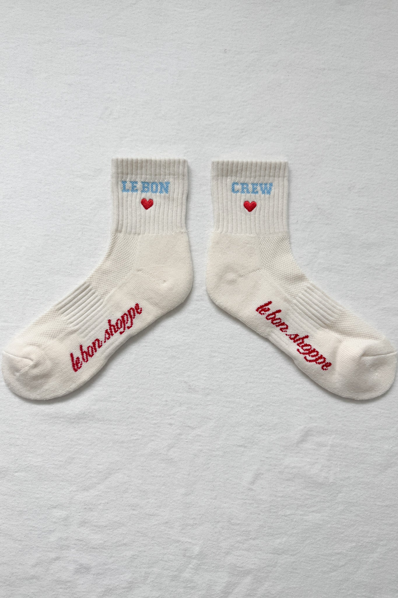 Embroidered Crew Socks - Vanilla