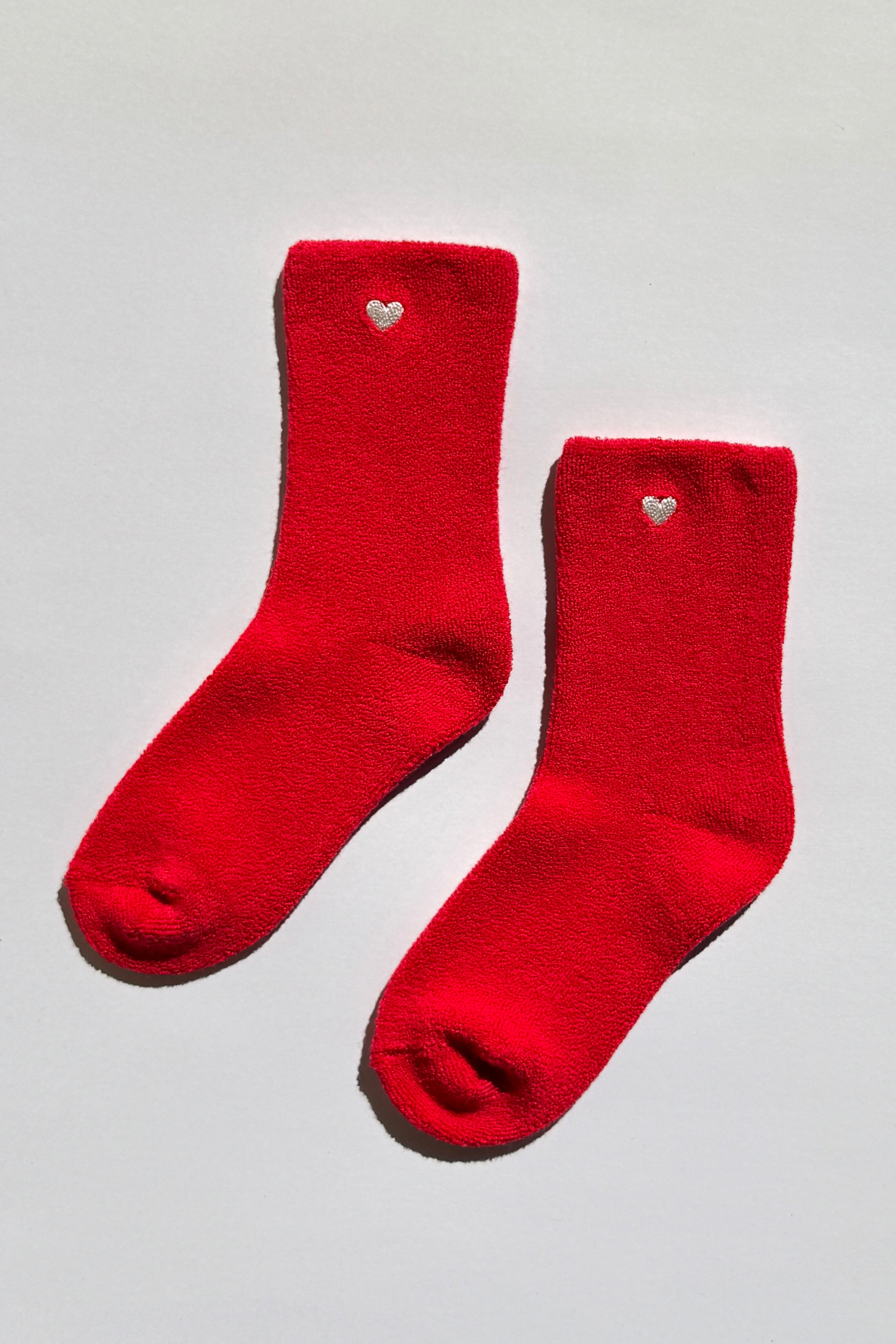 Embroidered Cloud Socks - Red + Heart