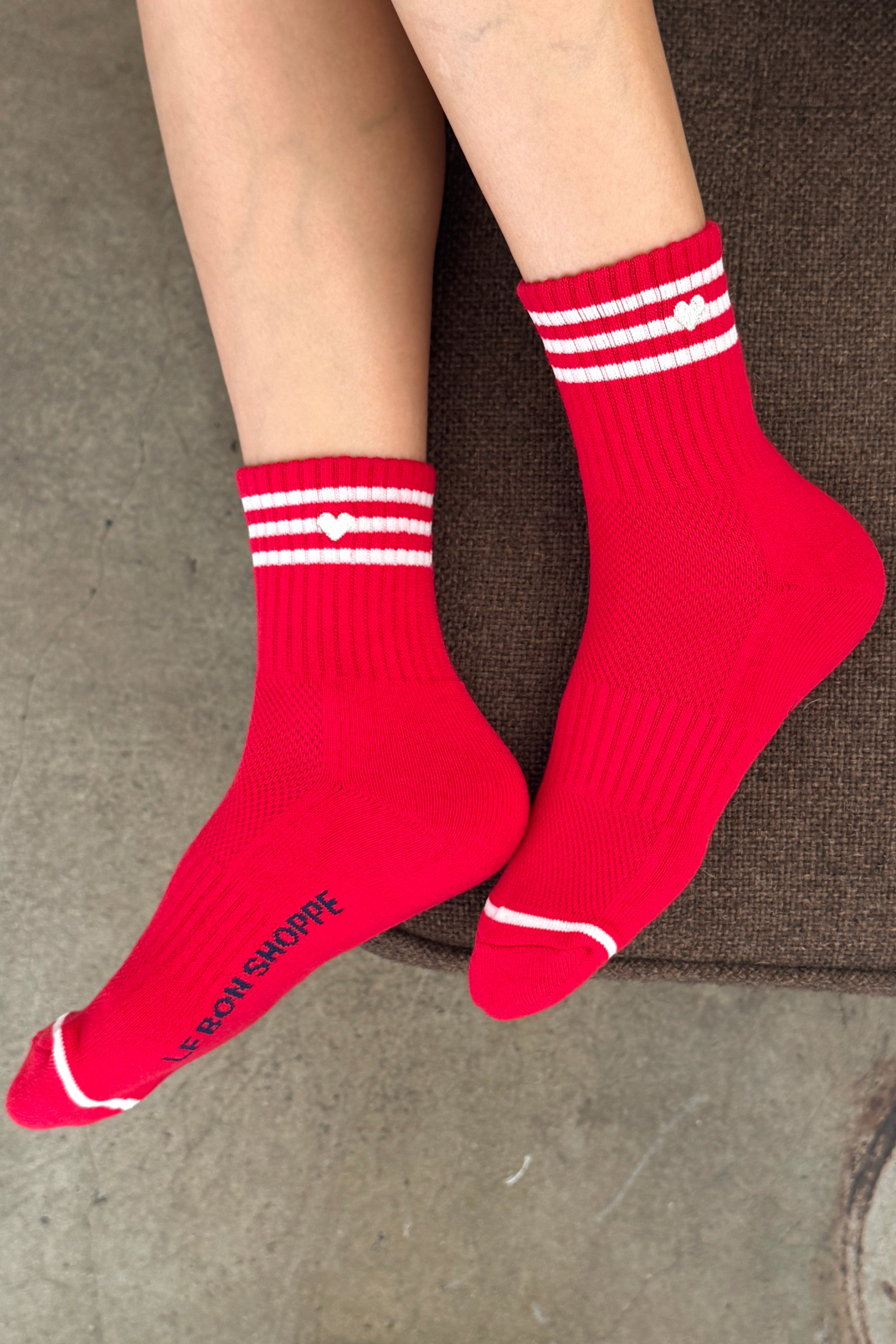 Embroidered Girlfriend Socks - SCARLET+ HEART