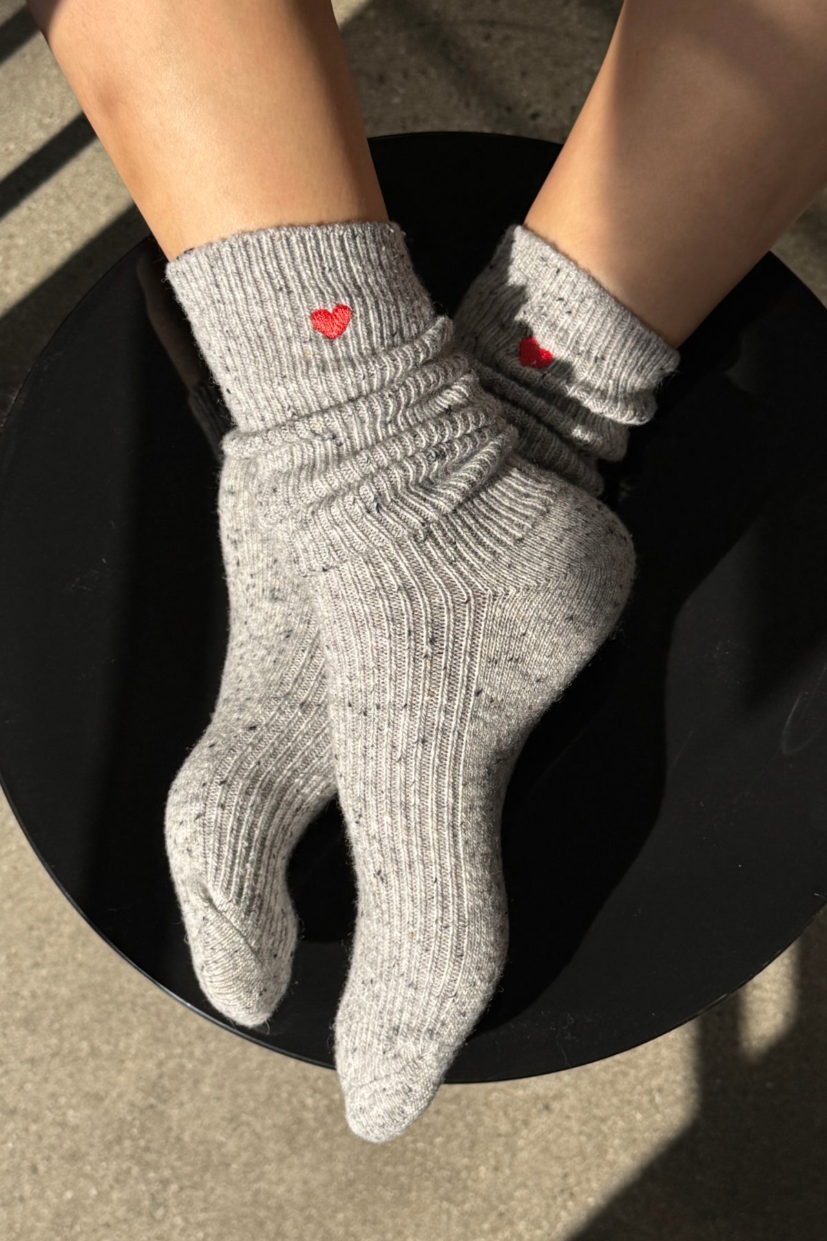 Embroidered Snow Socks - Cookies and Cream + Heart