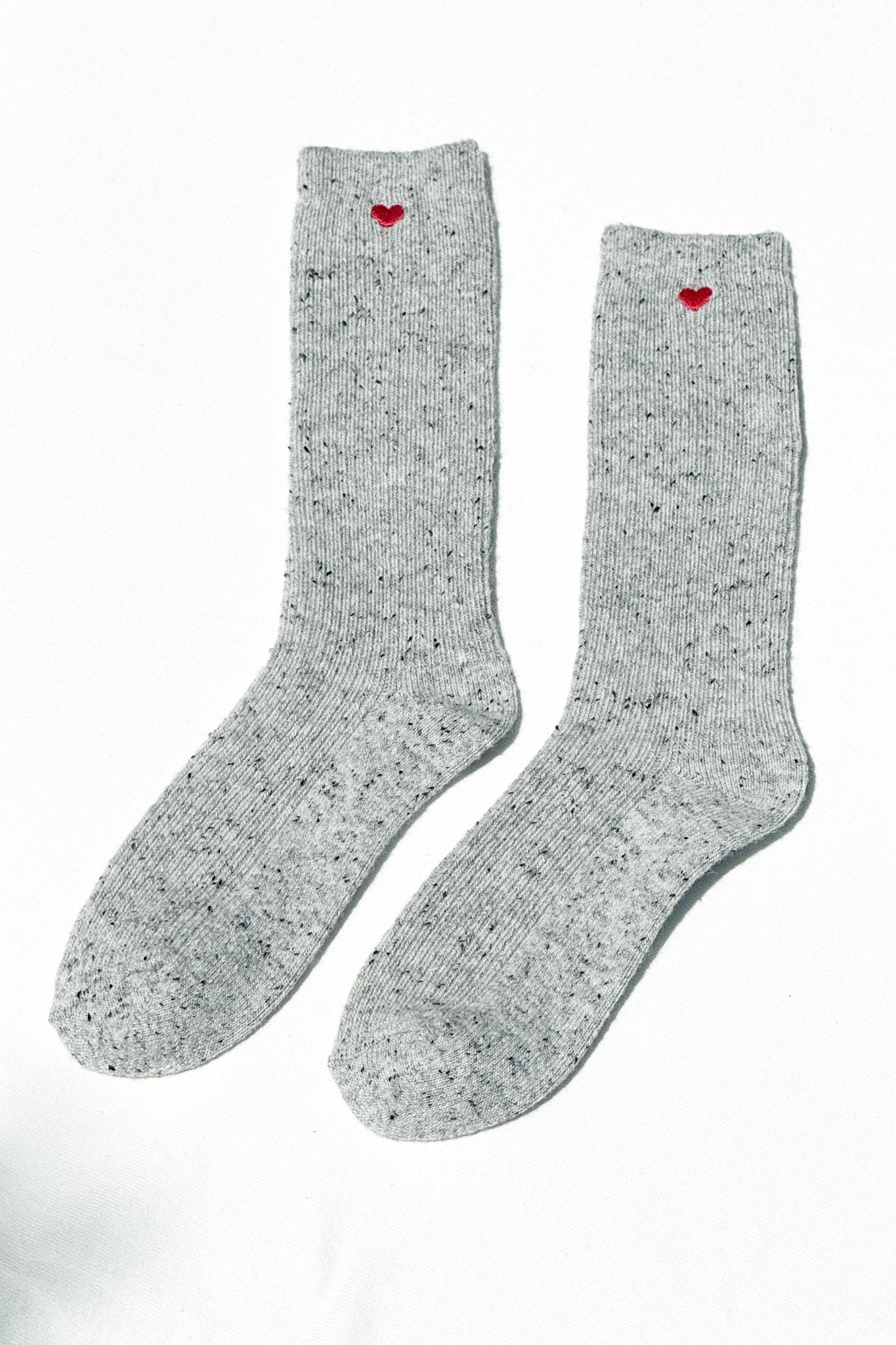 Embroidered Snow Socks - Cookies and Cream + Heart