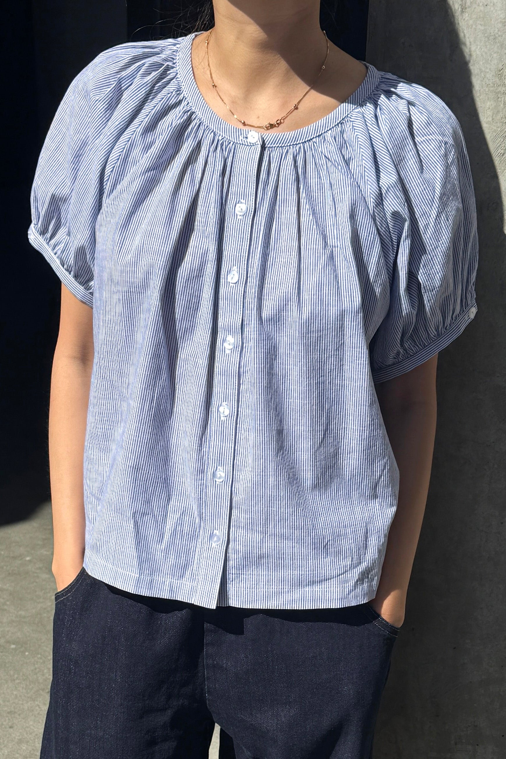 Emily Short Sleeve Top - Blue Stripe