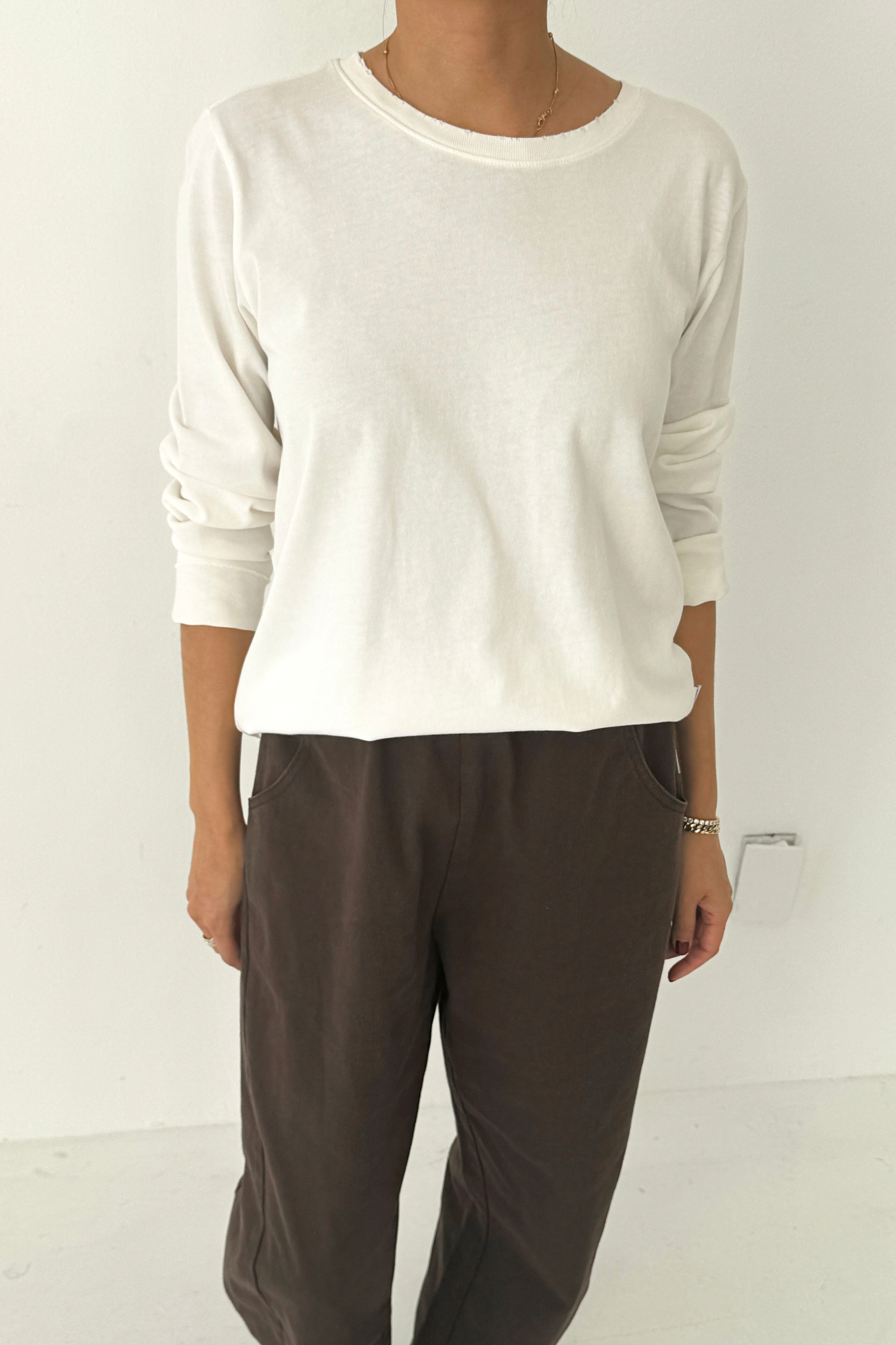 T-shirt à manches longues de tous les jours - Blanc vintage