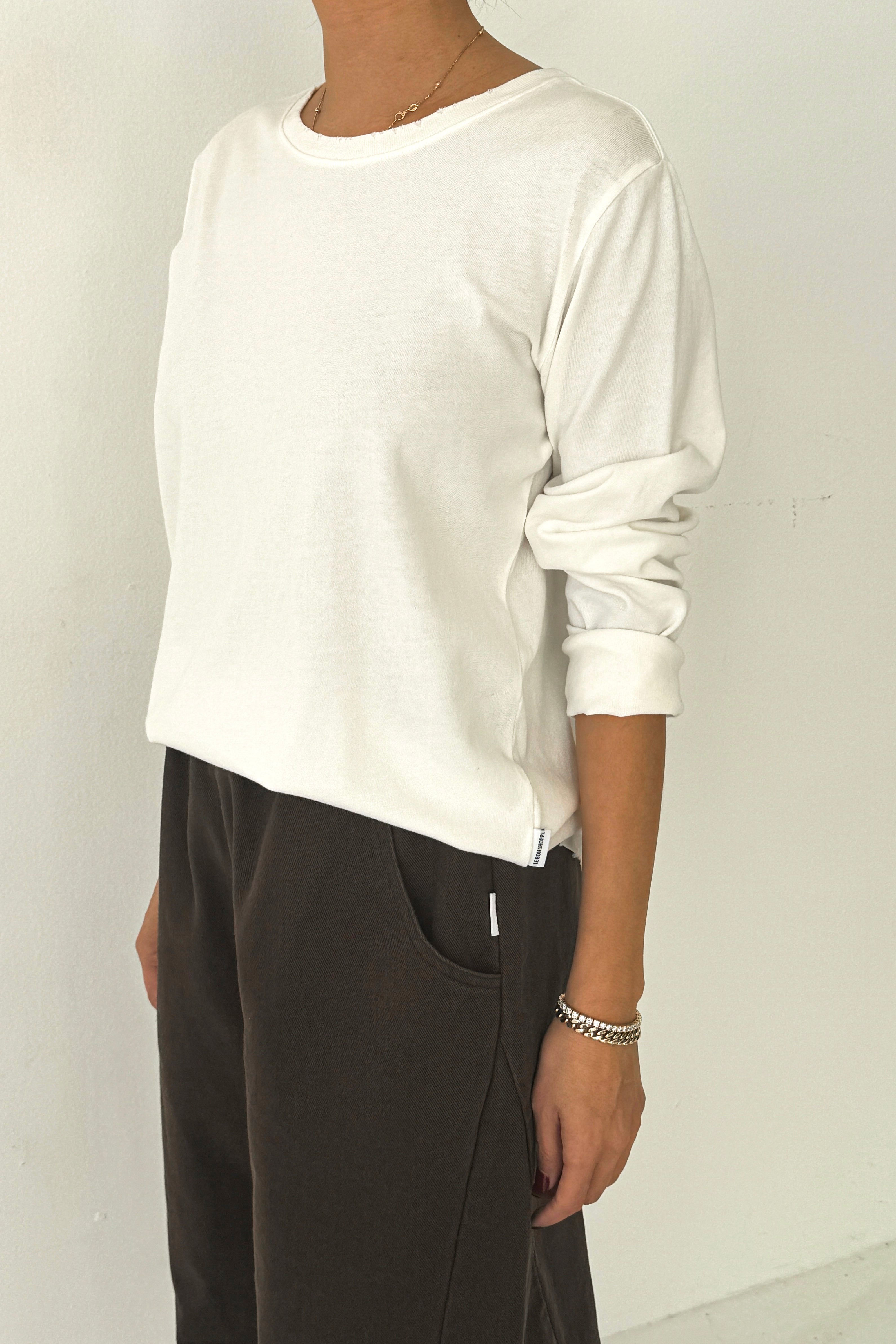 Camiseta de manga larga para uso diario - Blanco vintage