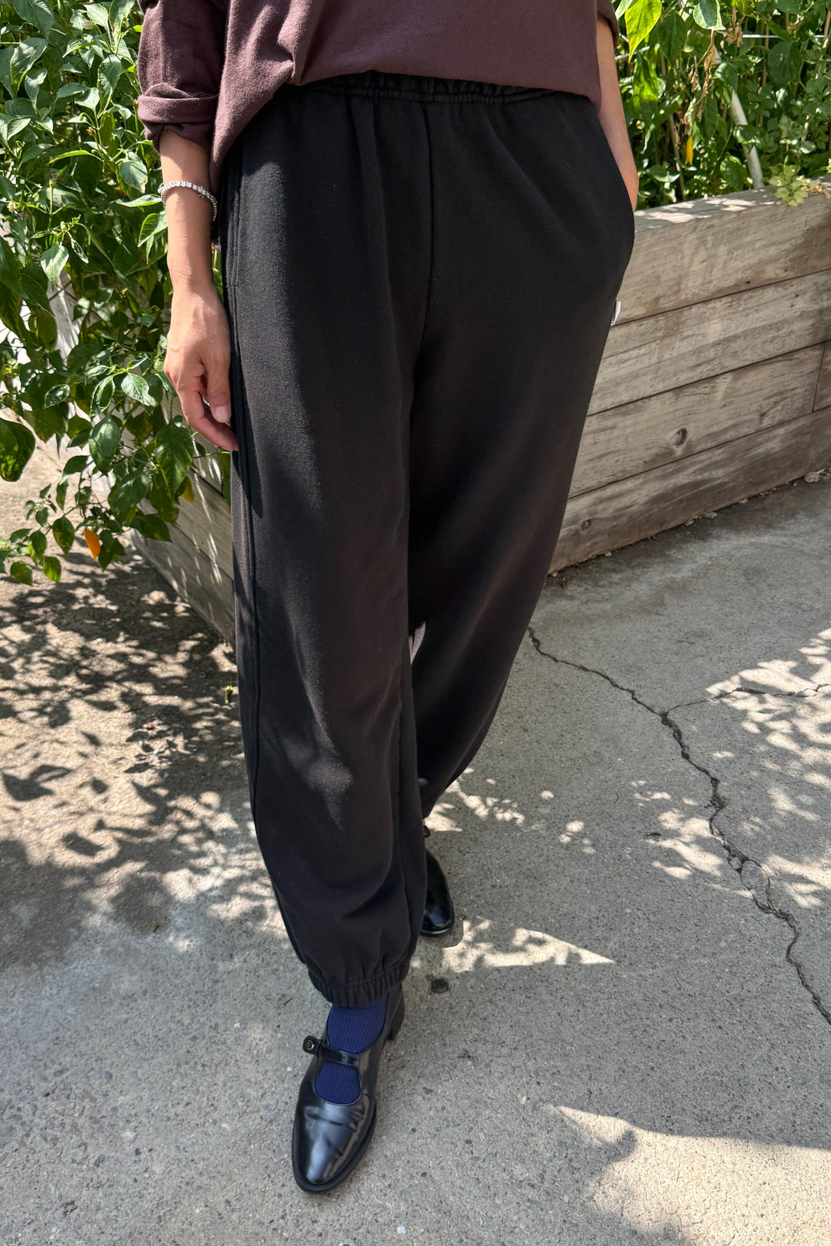 Pantalones tipo globo de rizo francés - Negro