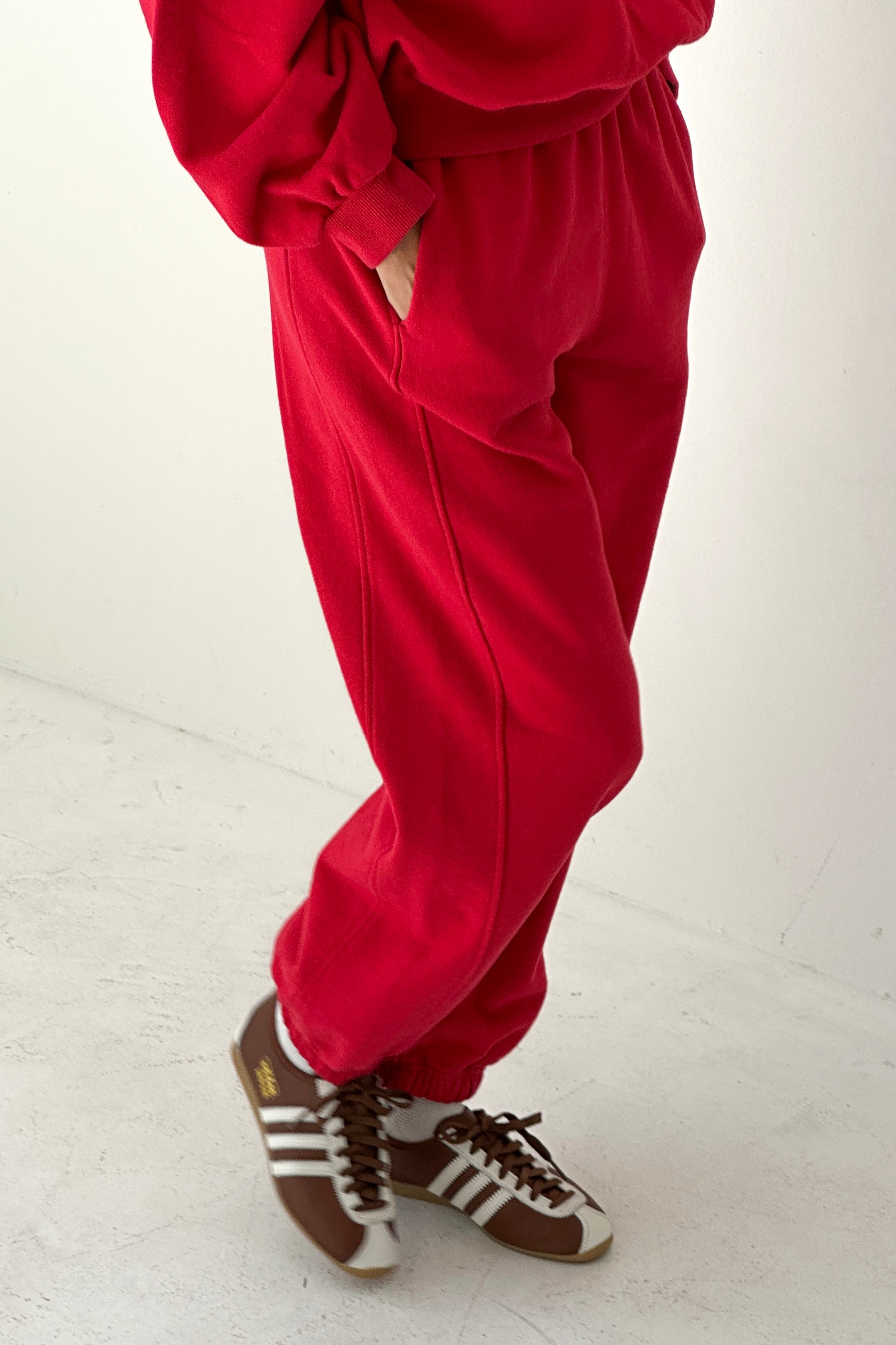 French Terry Balloon Pants - Red Tulip