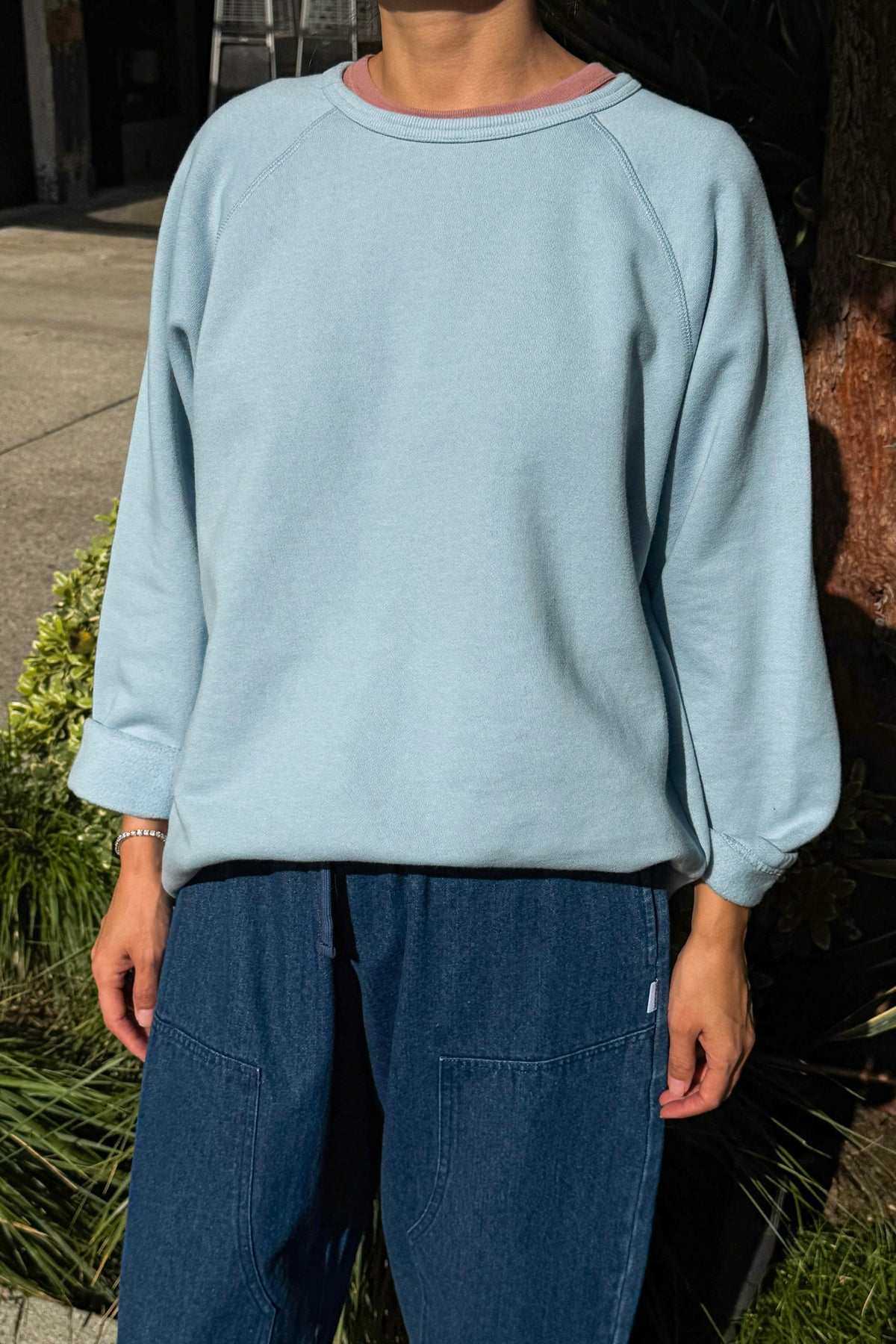 French Terry Raglan Tee - Dream Blue