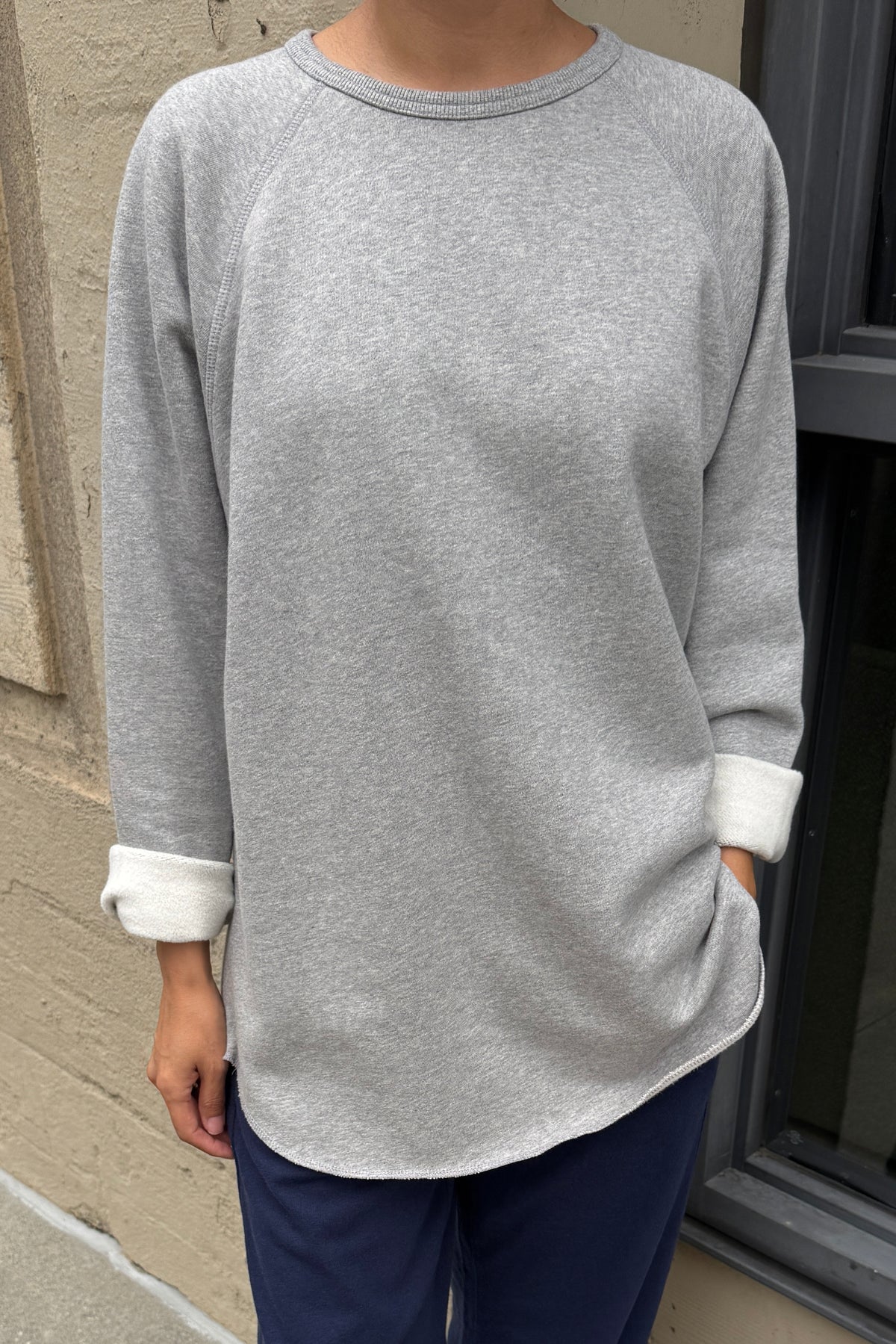 French Terry Raglan Tee - Melange Grey