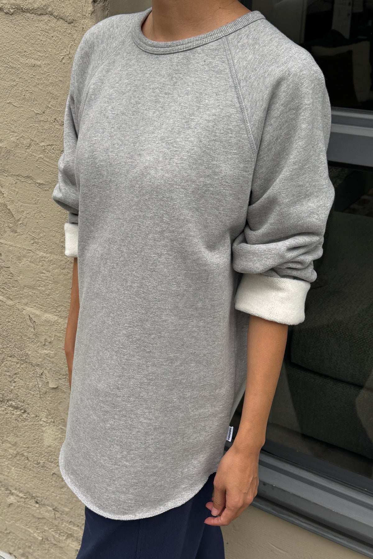 French Terry Raglan Tee - Melange Grey
