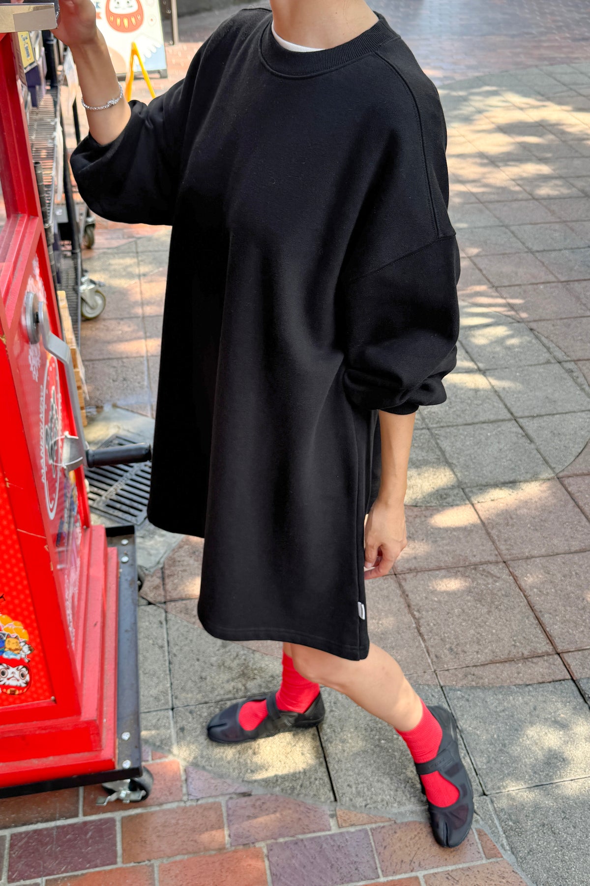 French Terry Swing Dress - Black