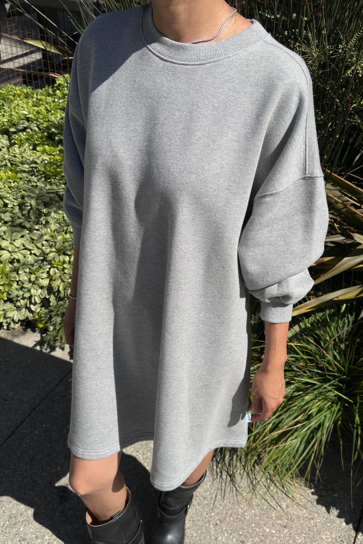 French Terry Swing Dress - Melange Grey