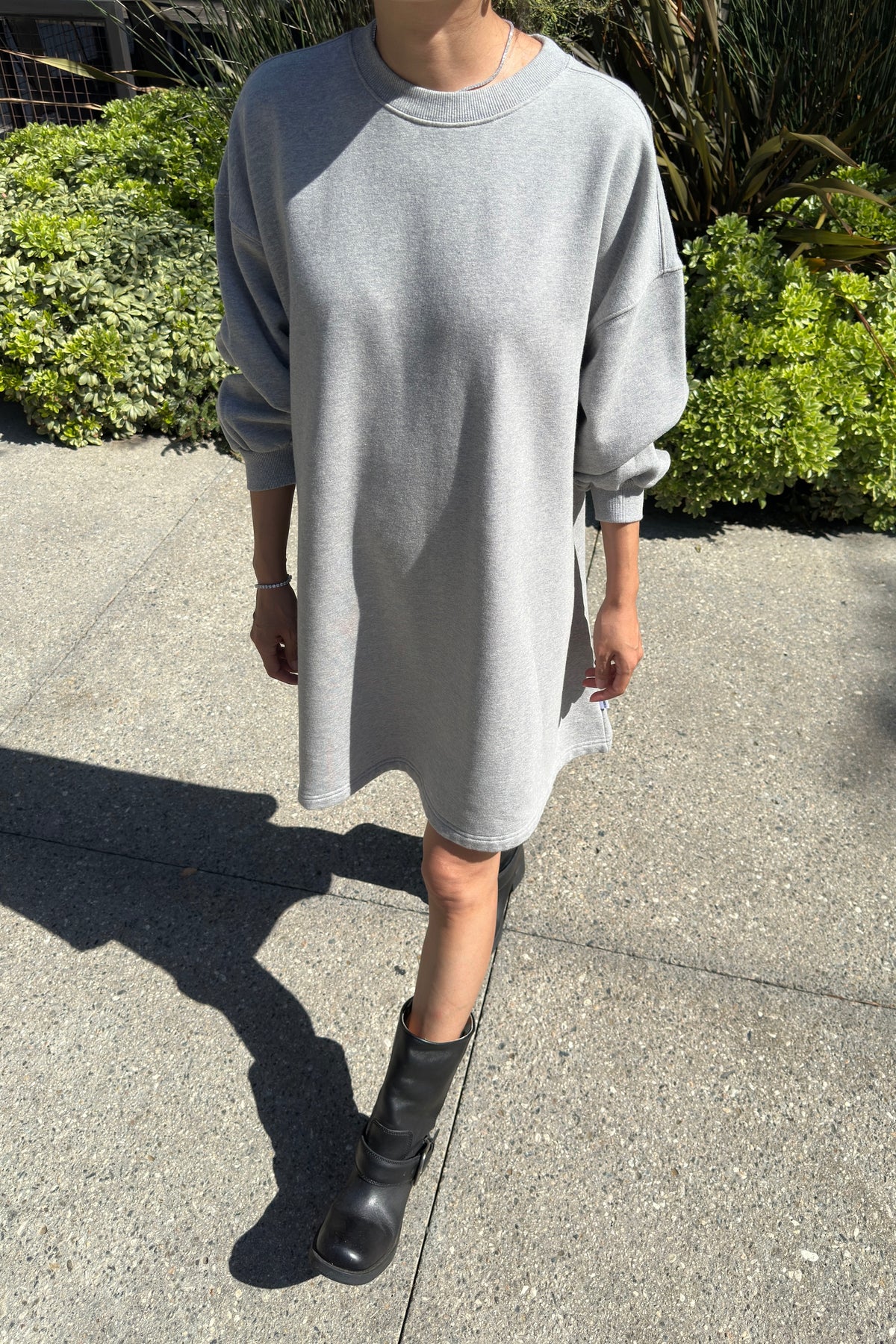 French Terry Swing Dress - Melange Grey