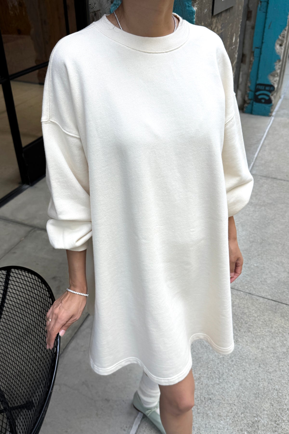 French Terry Swing Dress - Naturel