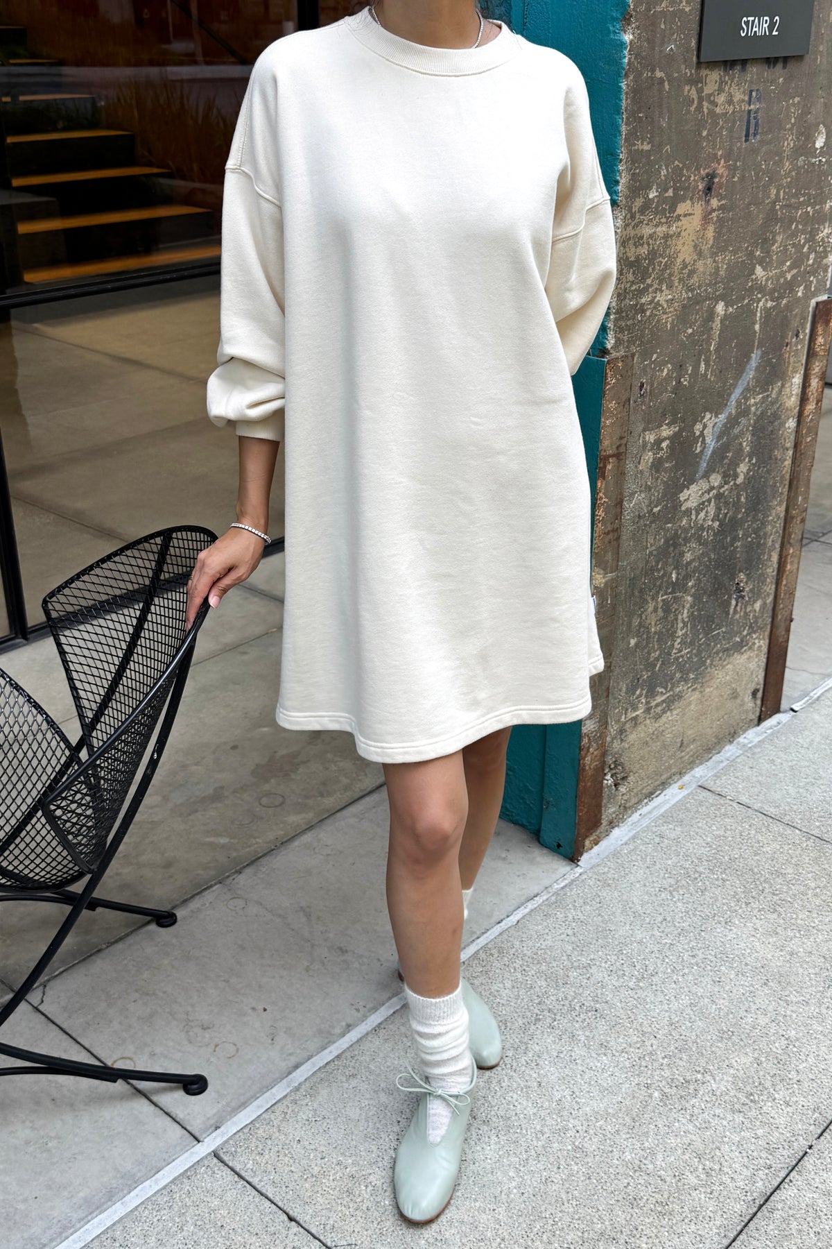 French Terry Swing Dress - Naturel