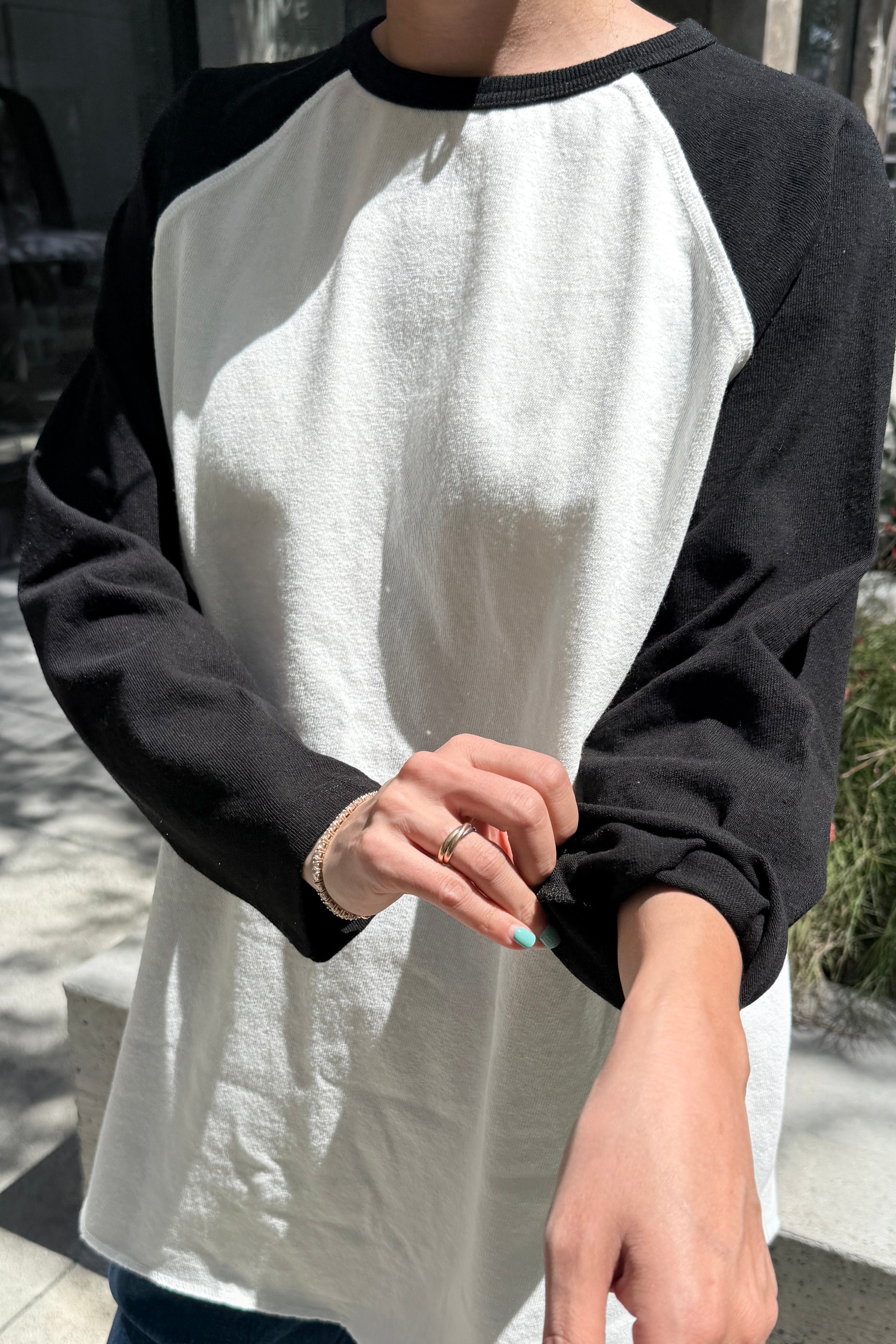 Heavy Cotton Raglan Tee - White/Black
