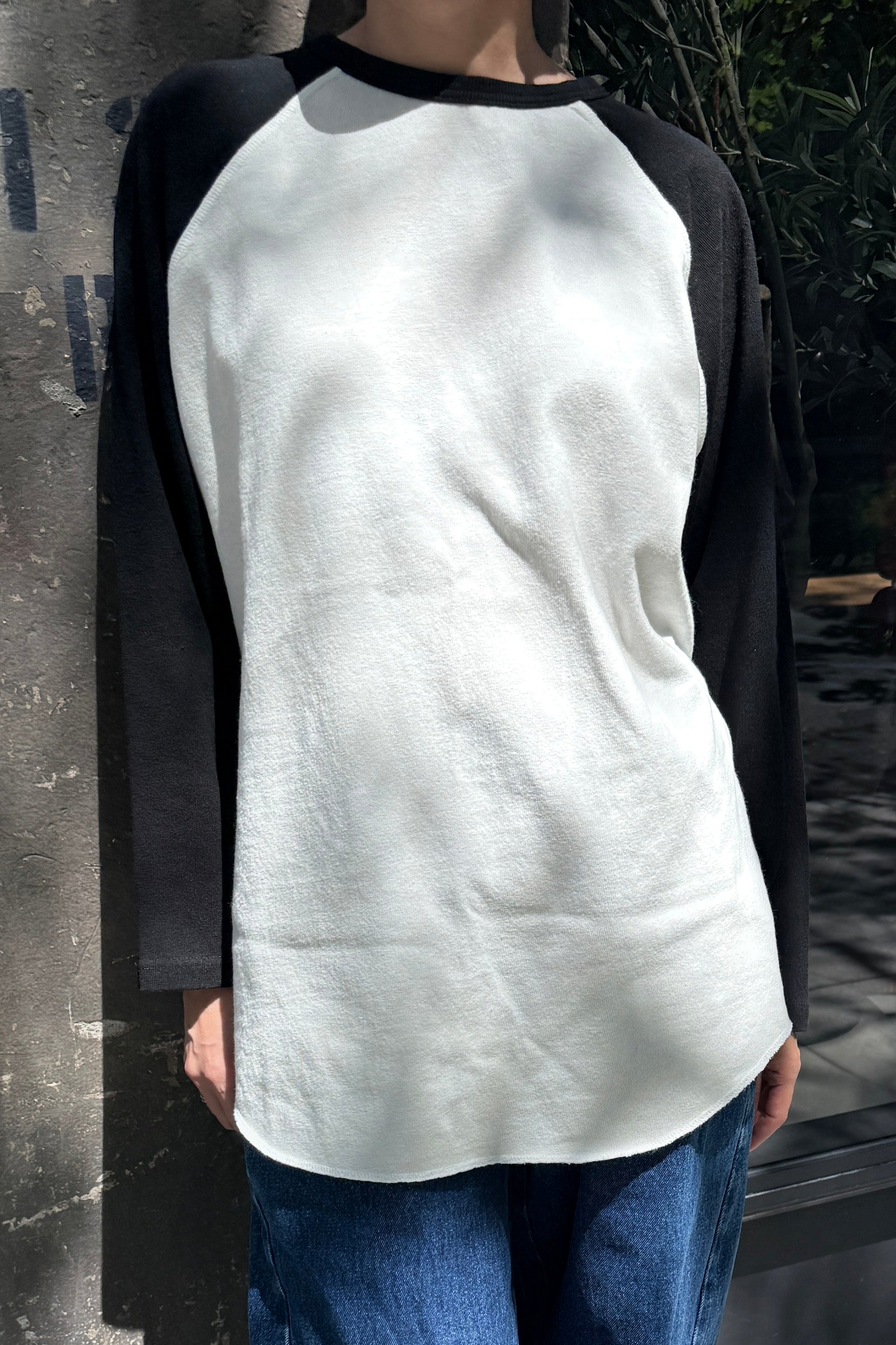 Heavy Cotton Raglan Tee - White/Black