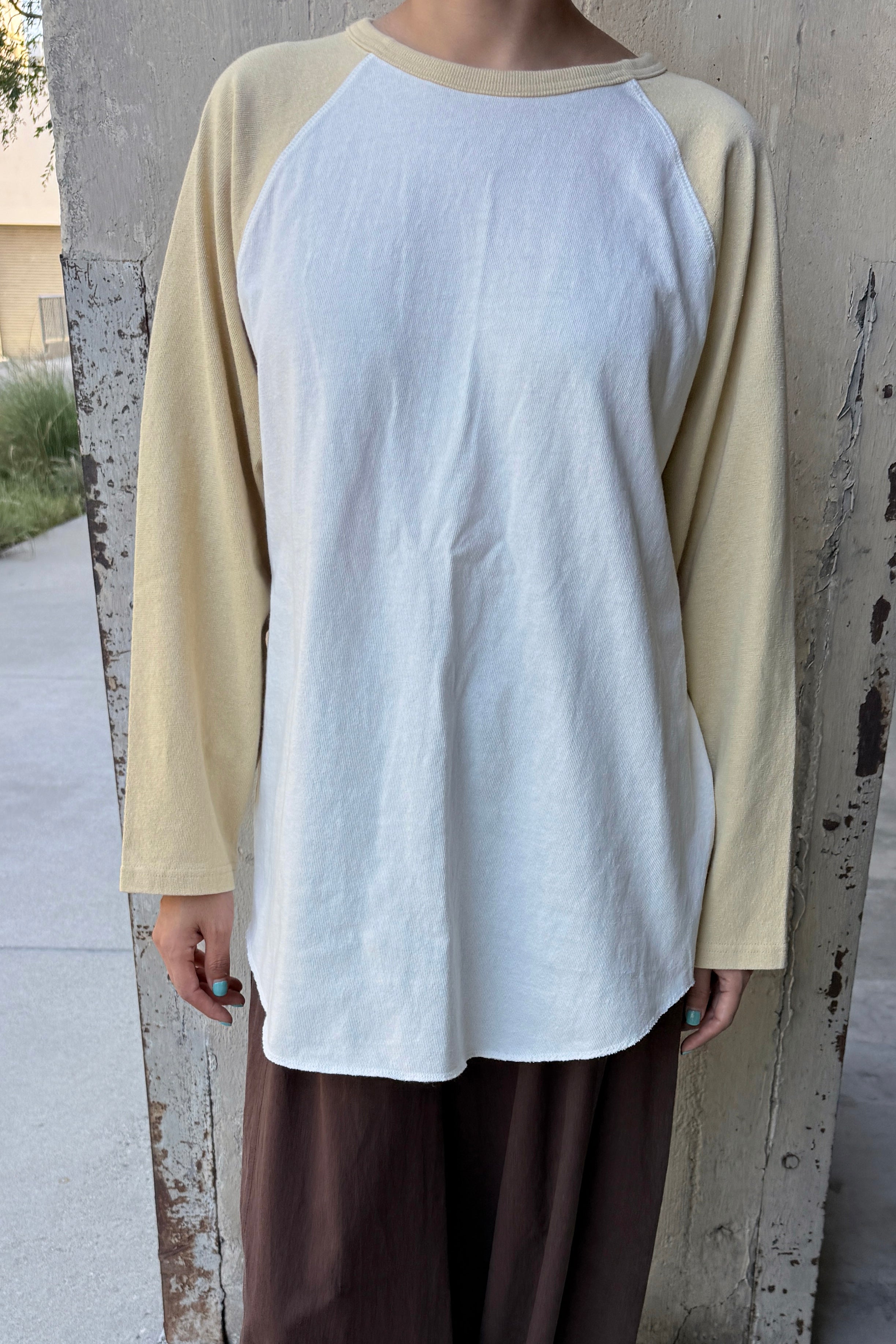 Heavy Cotton Raglan Tee - White/Butter