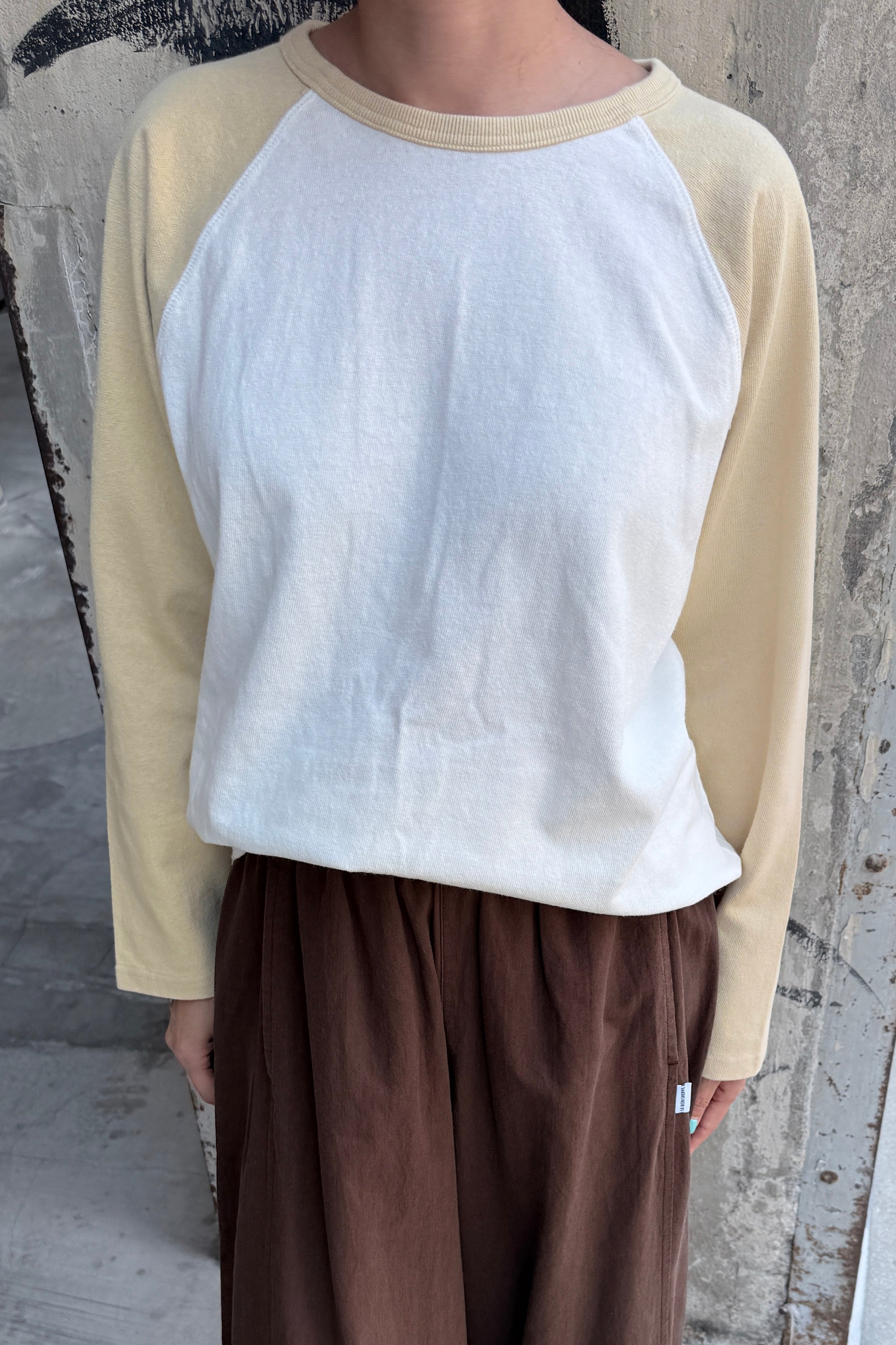 Heavy Cotton Raglan Tee - White/Butter
