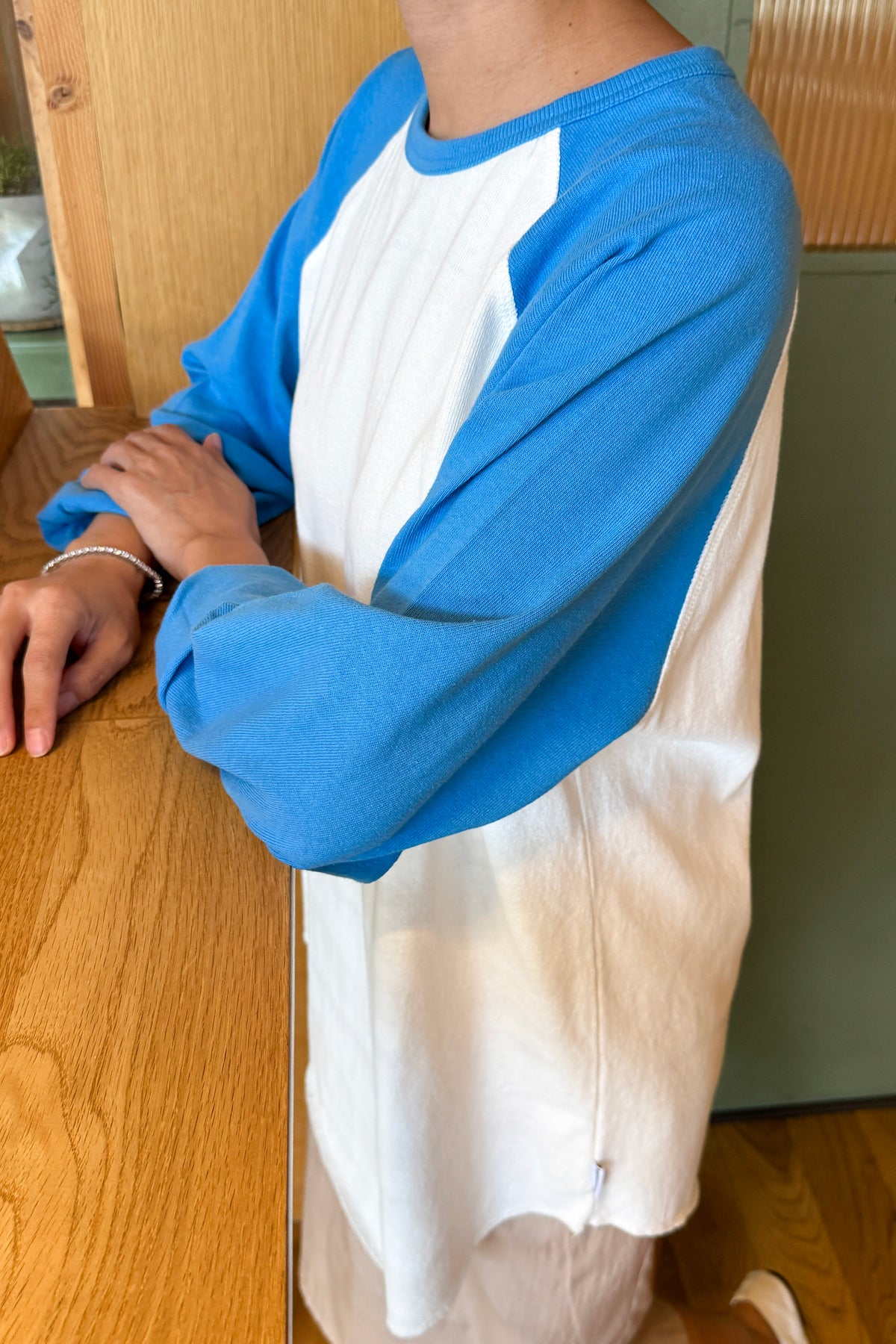 Heavy Cotton Raglan Tee - White/Blue