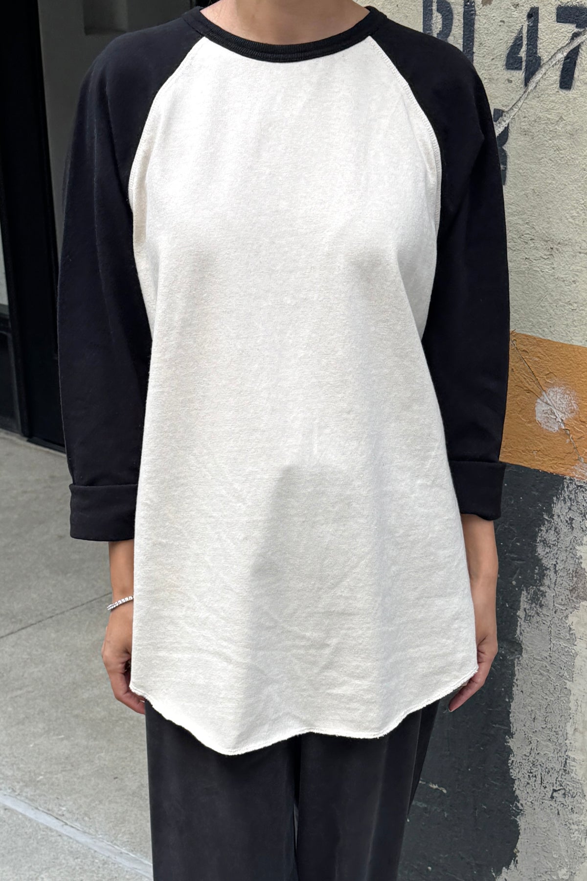 Heavy Cotton Raglan Tee - Naturel/Black