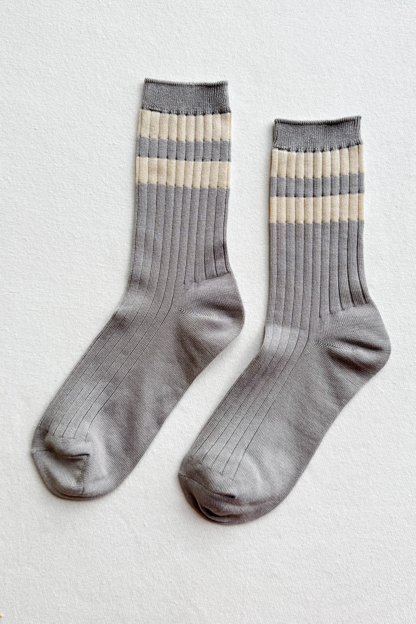 Her Varsity Socks - Stone White