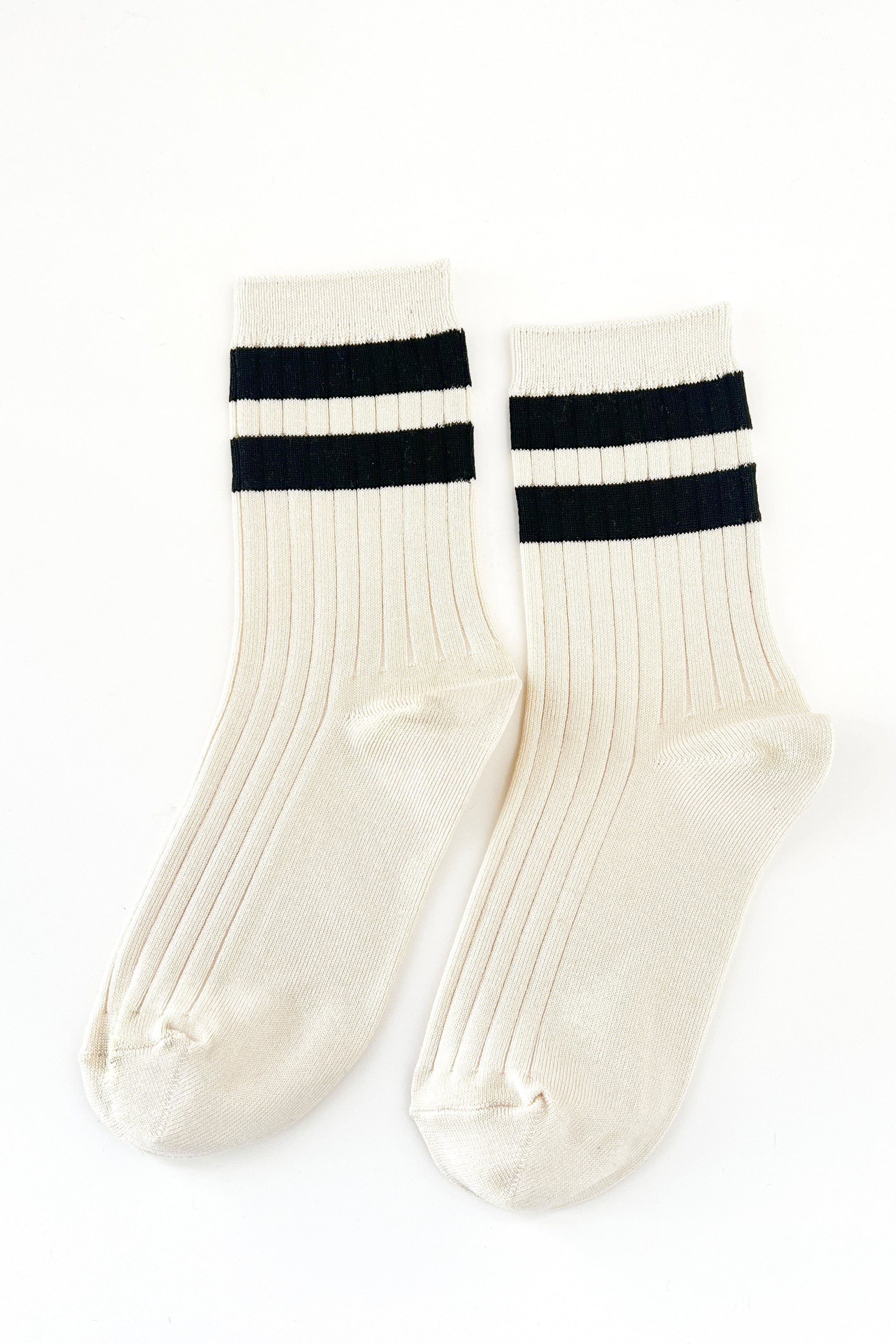 Her Varsity Socks - CREAM BLACK