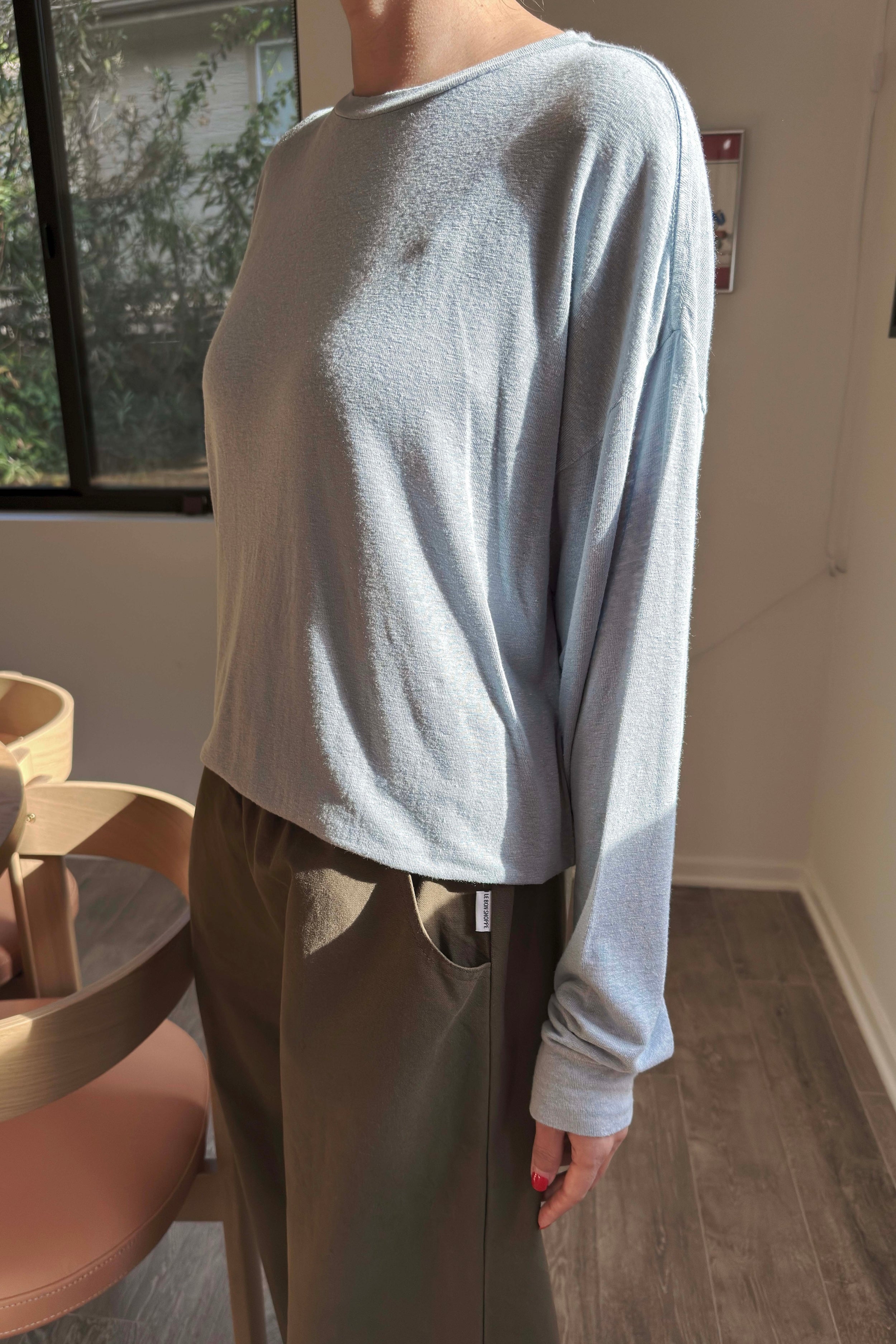 Haze Linen Blend Tee - Moonbeam